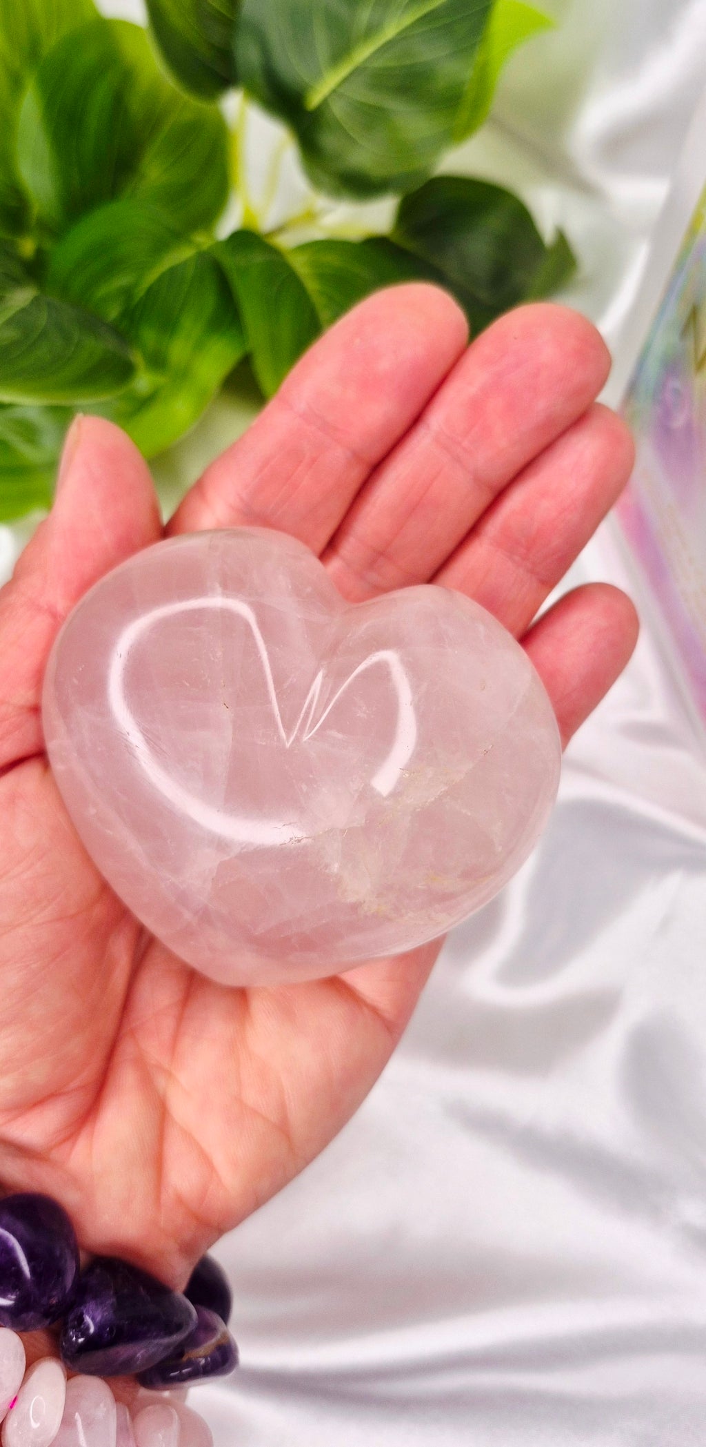 Rose Quartz Puffy Heart  #B