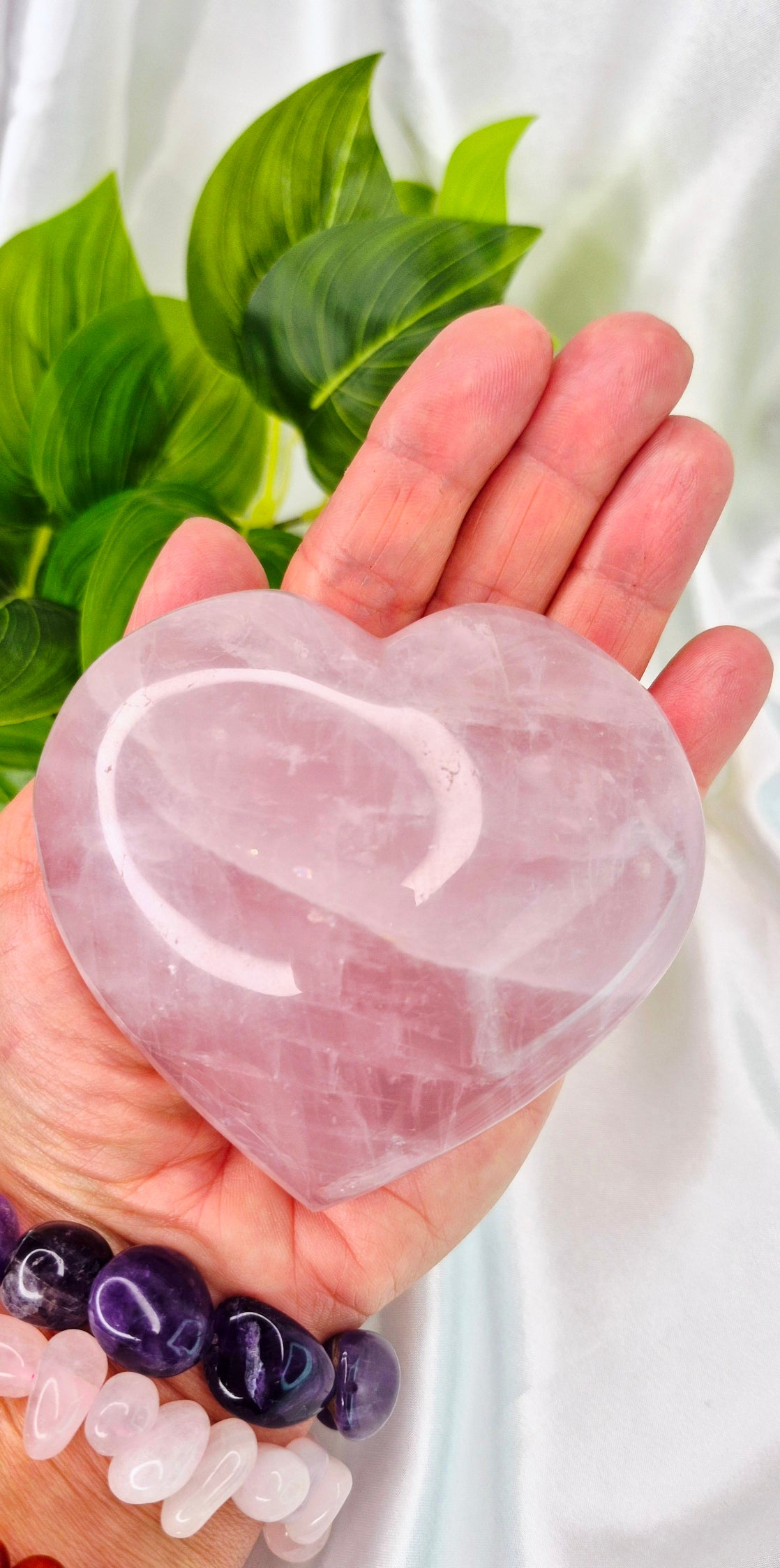 Large Puffy Rose Quartz Heart Carving