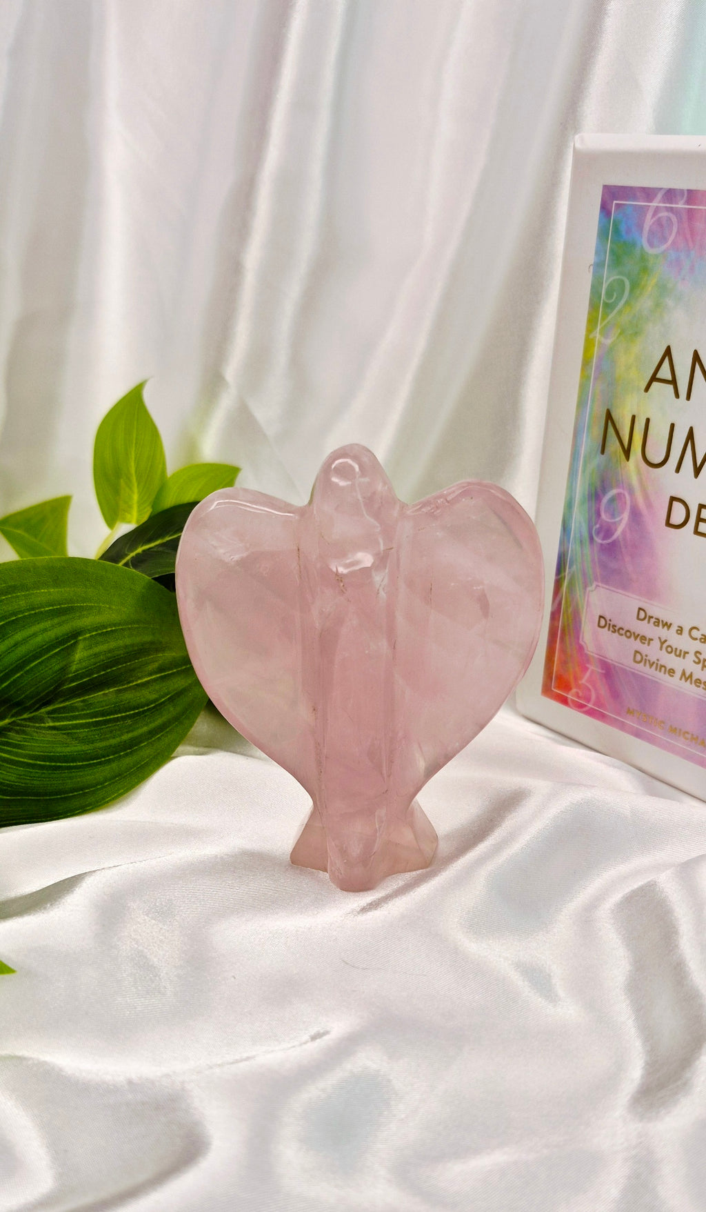 Large Rose Quartz Angel Carving