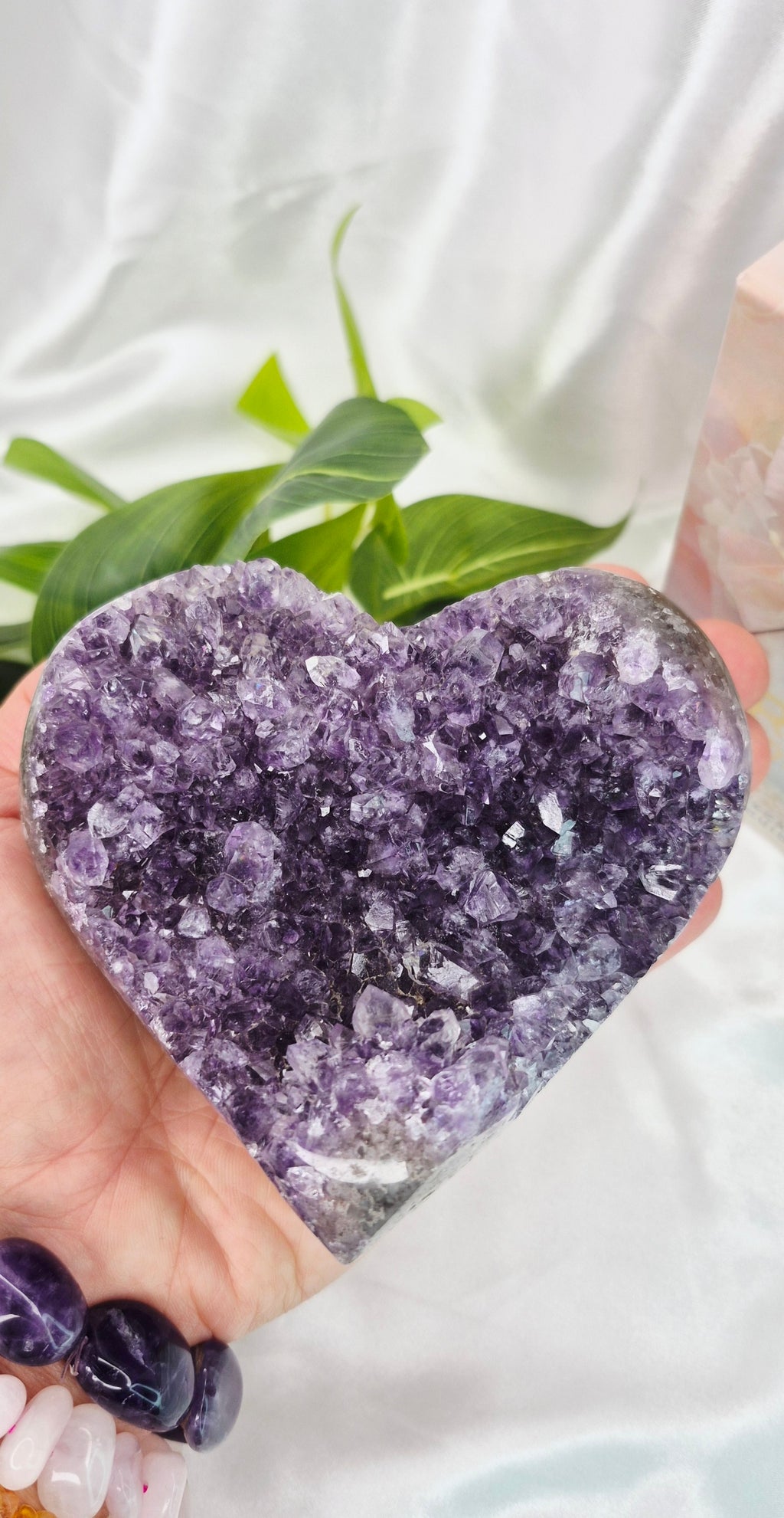 Large Amethyst Cluster Heart Carving
