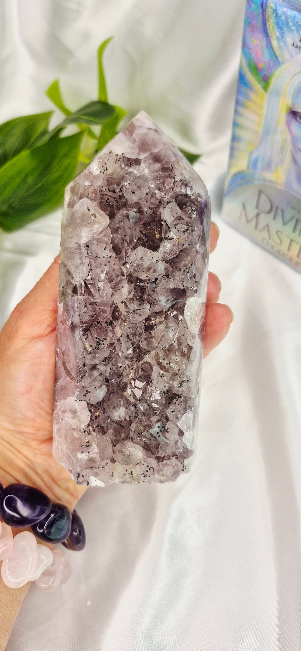 Amethyst x Quartz Druzy Tower with Goethite Inclusions