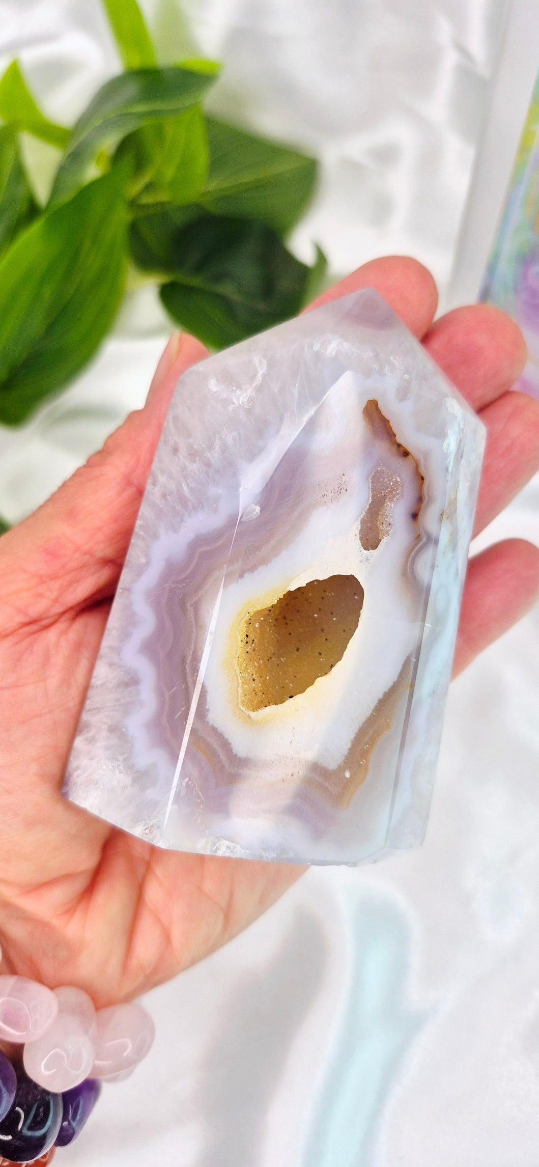 Druzy Agate Geode Polished Point  #E