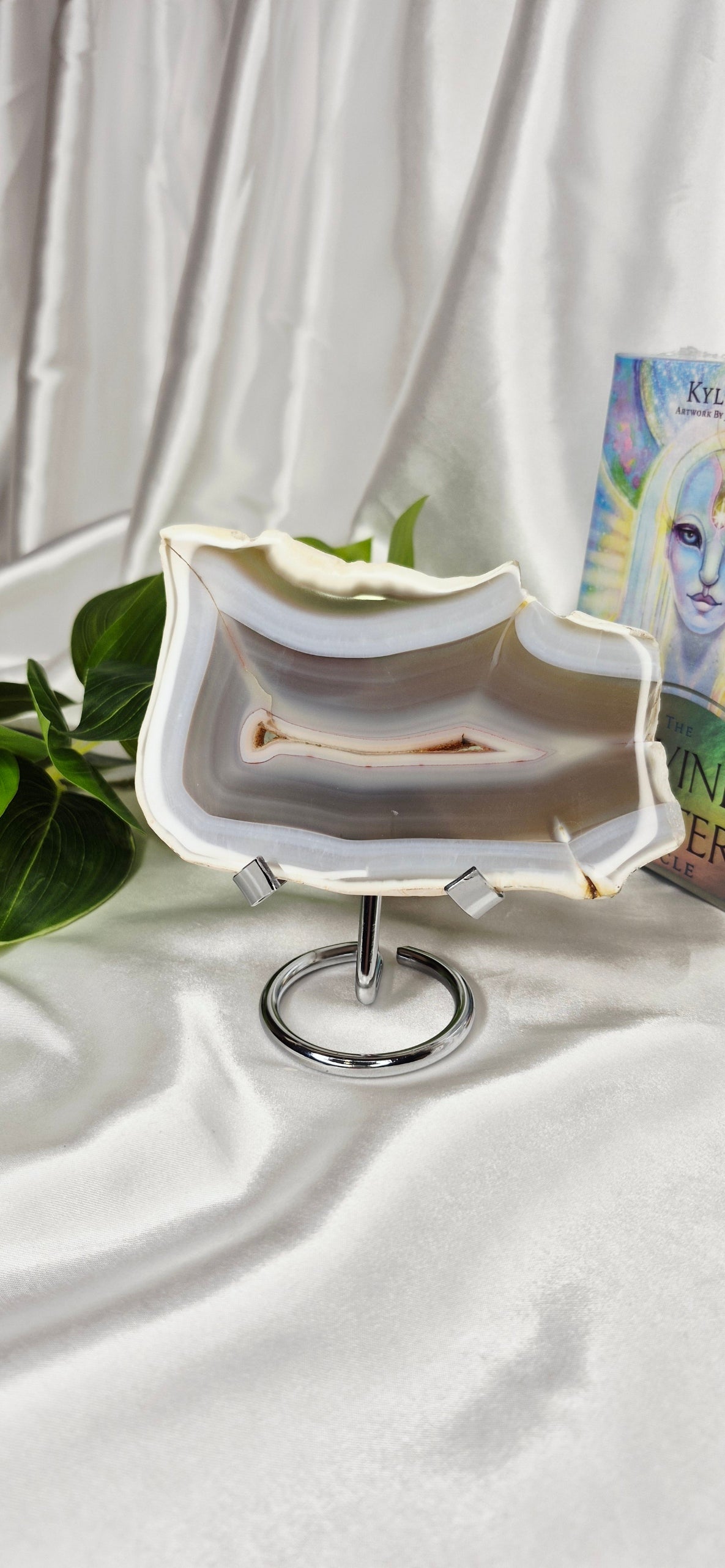 Polished Agate Slab on Stand