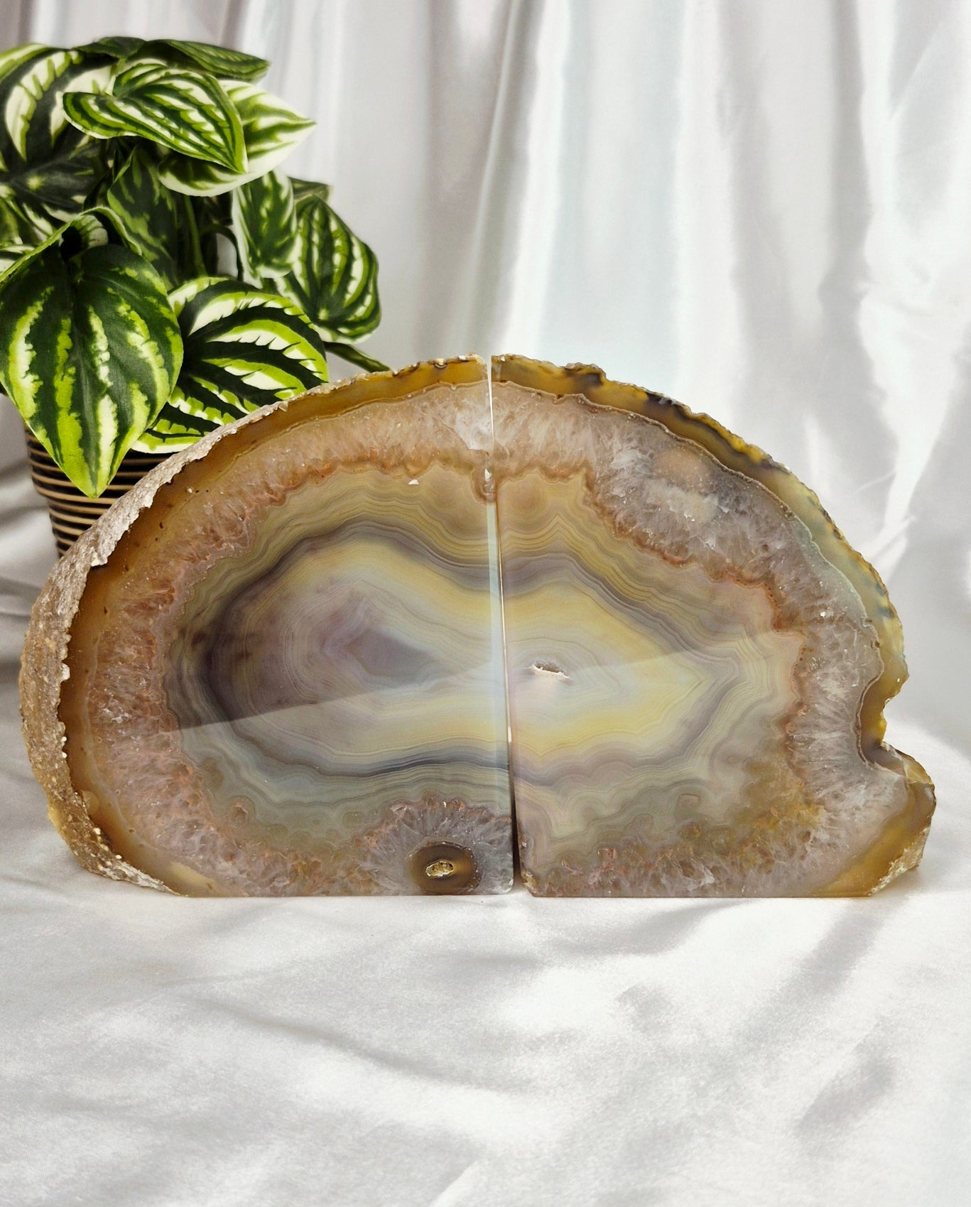 Statement Piece Polished Agate Geode Bookends