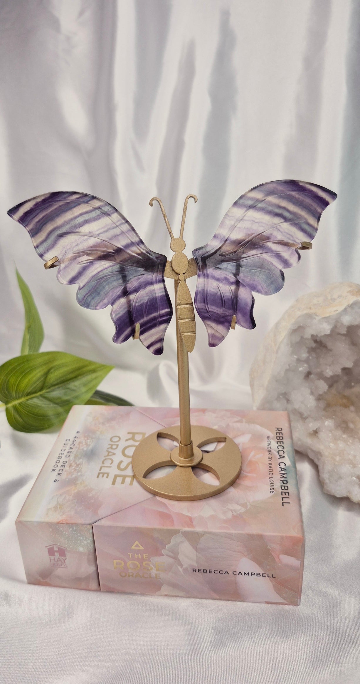 Fluorite Butterfly Caving on Stand   #A
