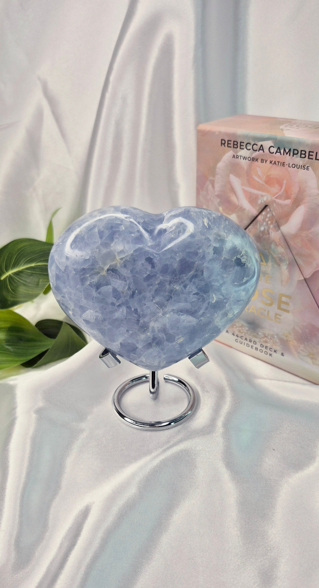 Large Blue Calcite Heart Carving  #A