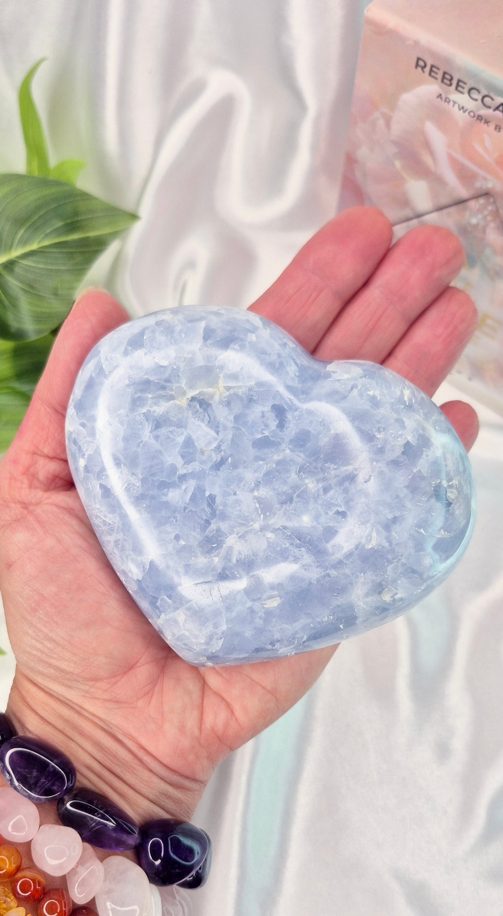 Large Blue Calcite Heart Carving  #A