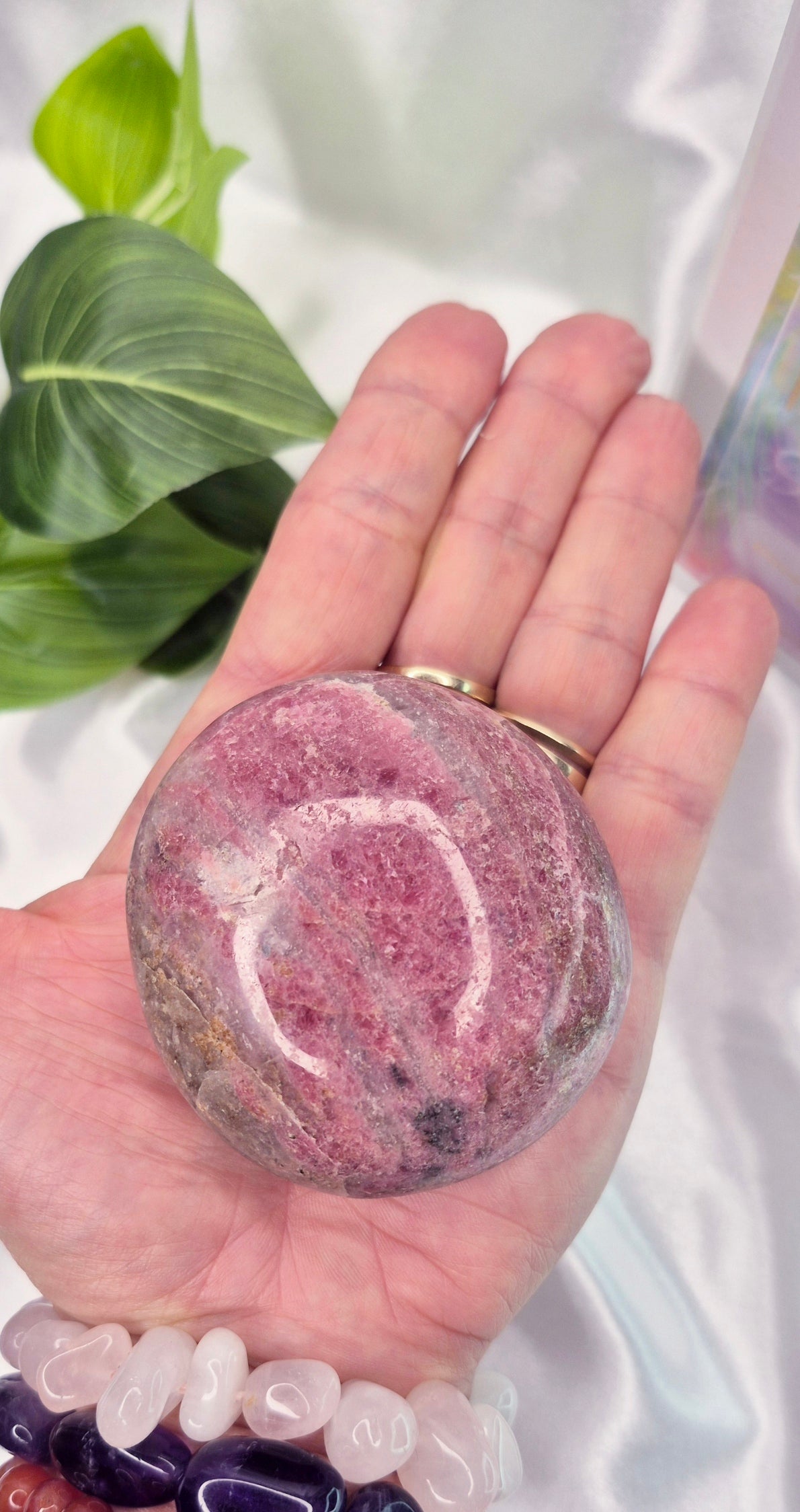 Rhodonite X-Large Palm stone #A