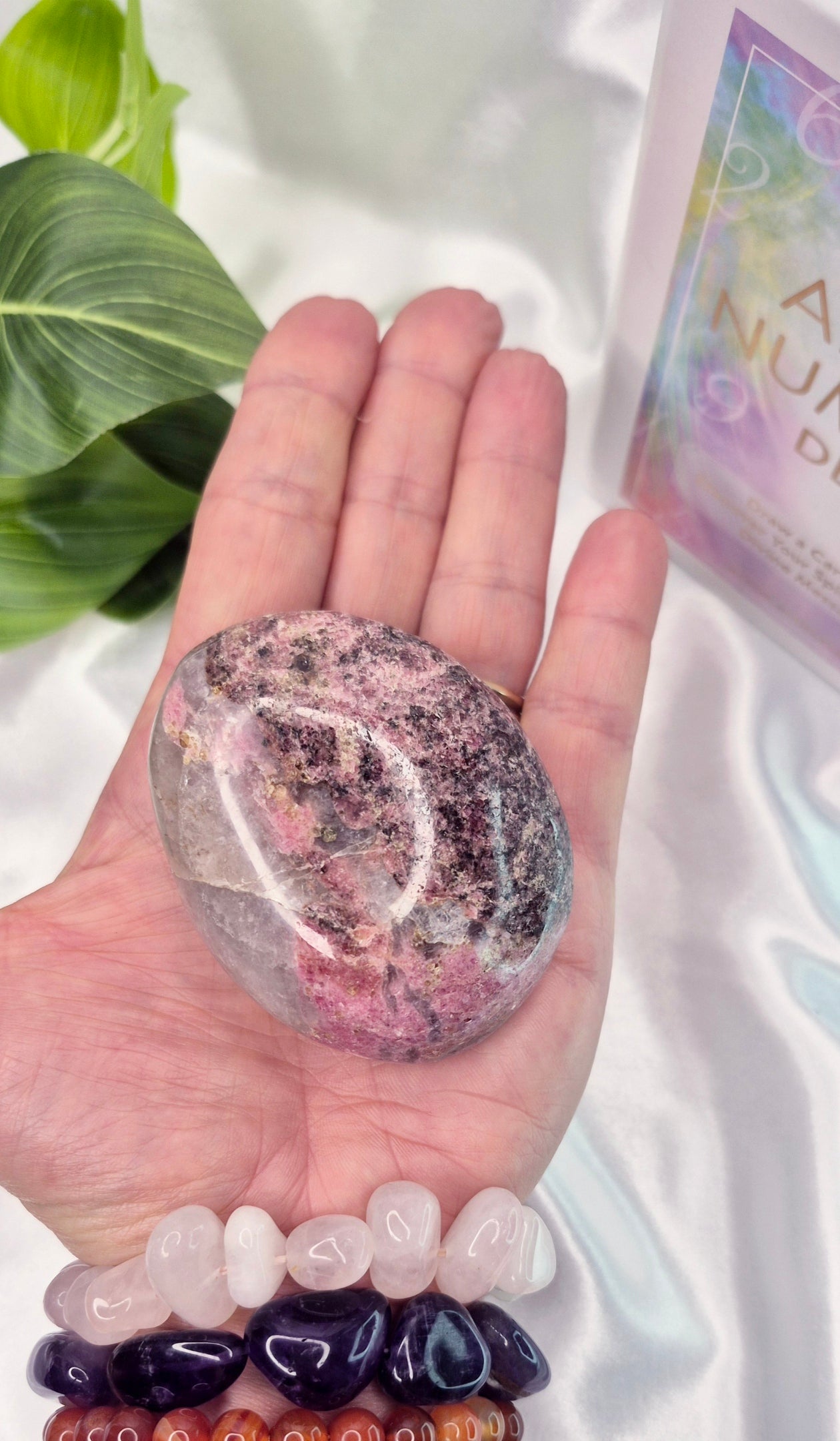 Rhodonite X-Large Palm Stone #B