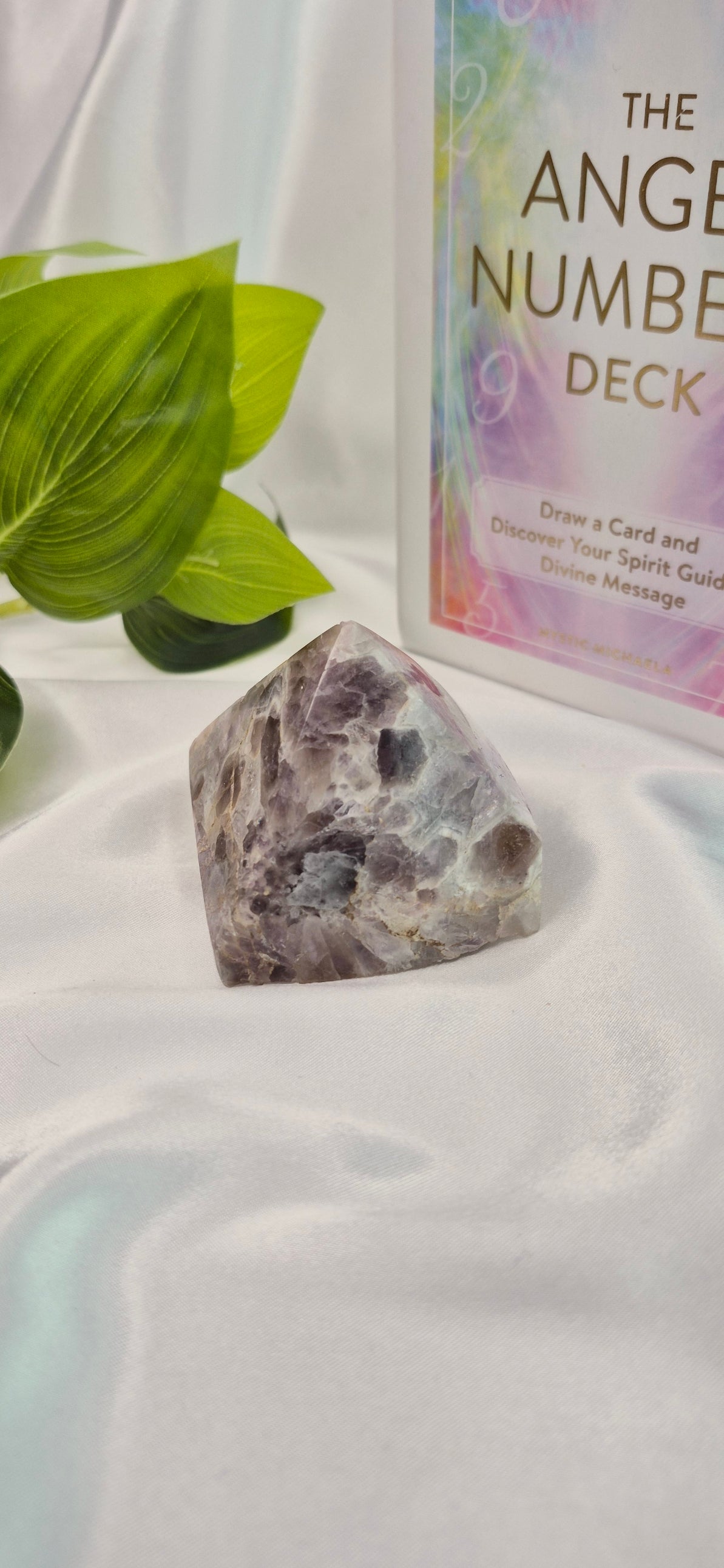 Chevron Amethyst with Smokey Quartz Pyramid Carving