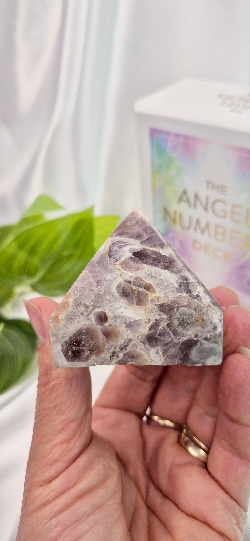 Chevron Amethyst with Smokey Quartz Pyramid Carving