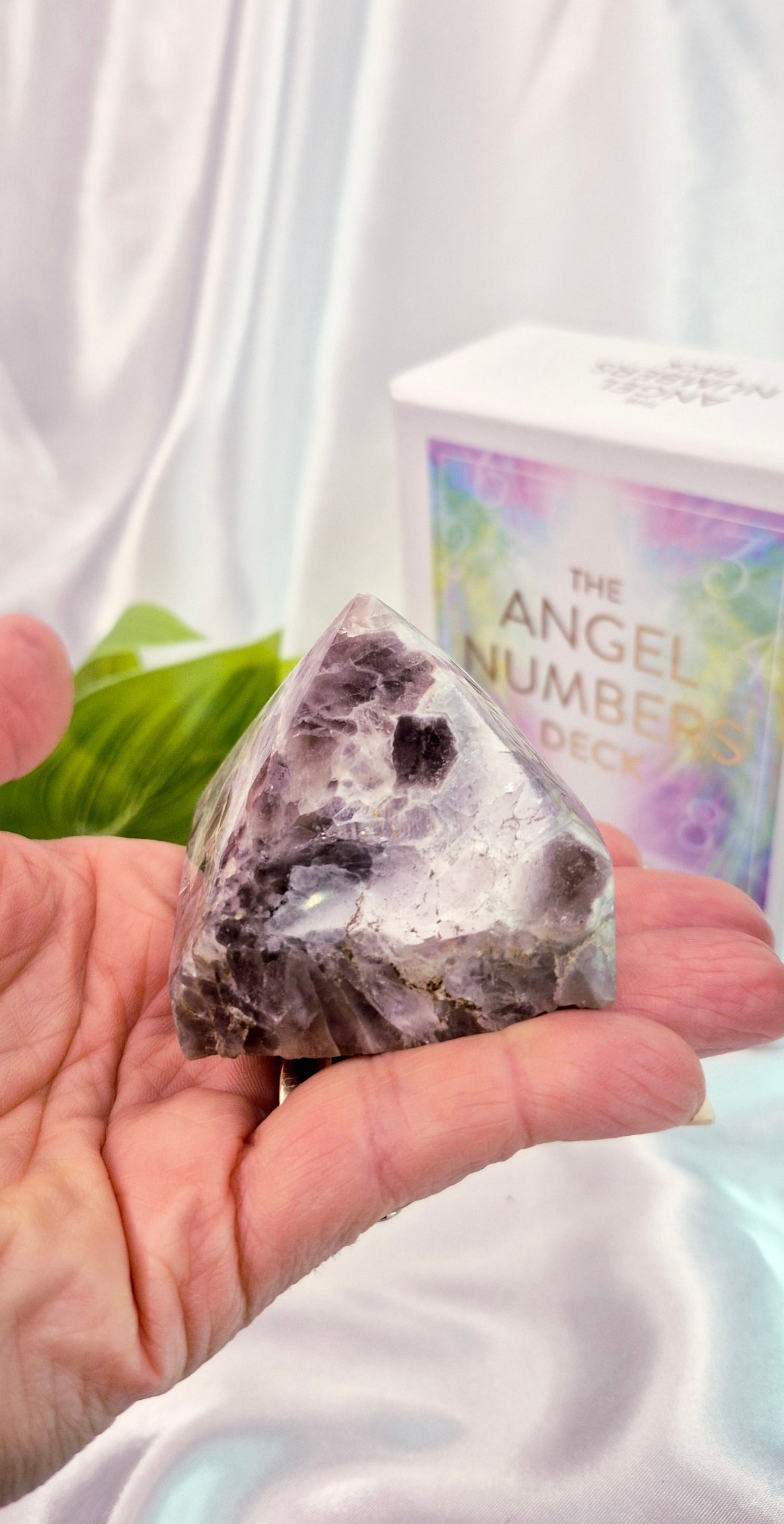 Chevron Amethyst with Smokey Quartz Pyramid Carving