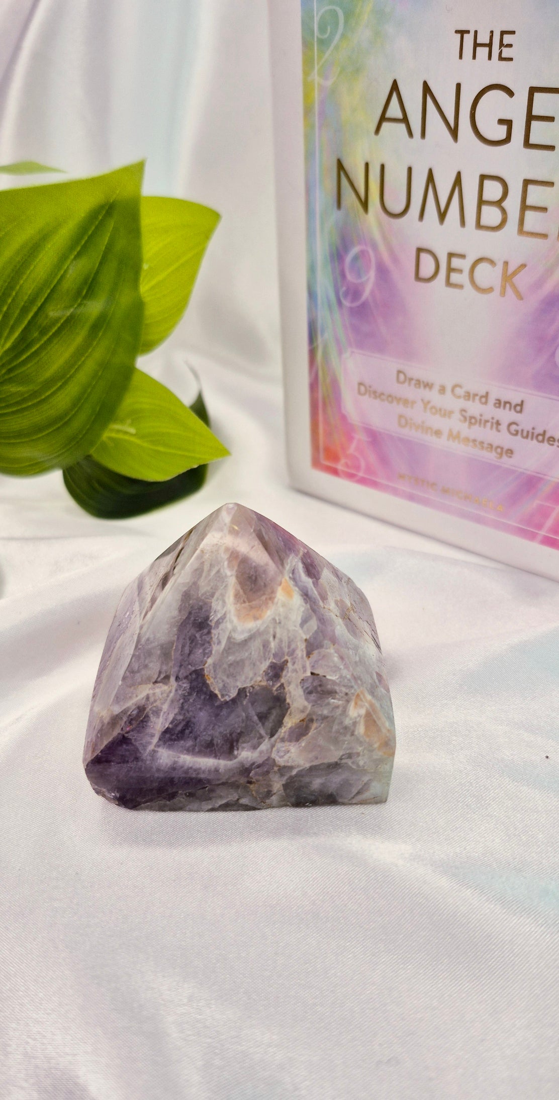 Chevron Amethyst with Smokey Quartz Pyramid Carving