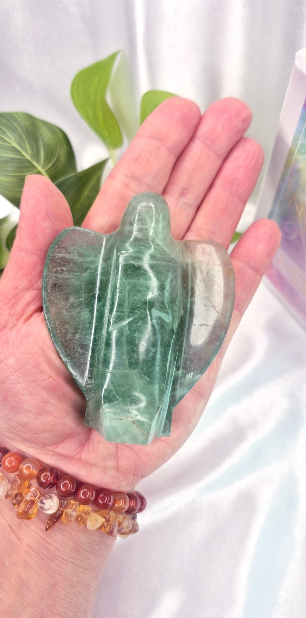 Large Green Fluorite Angel Carving