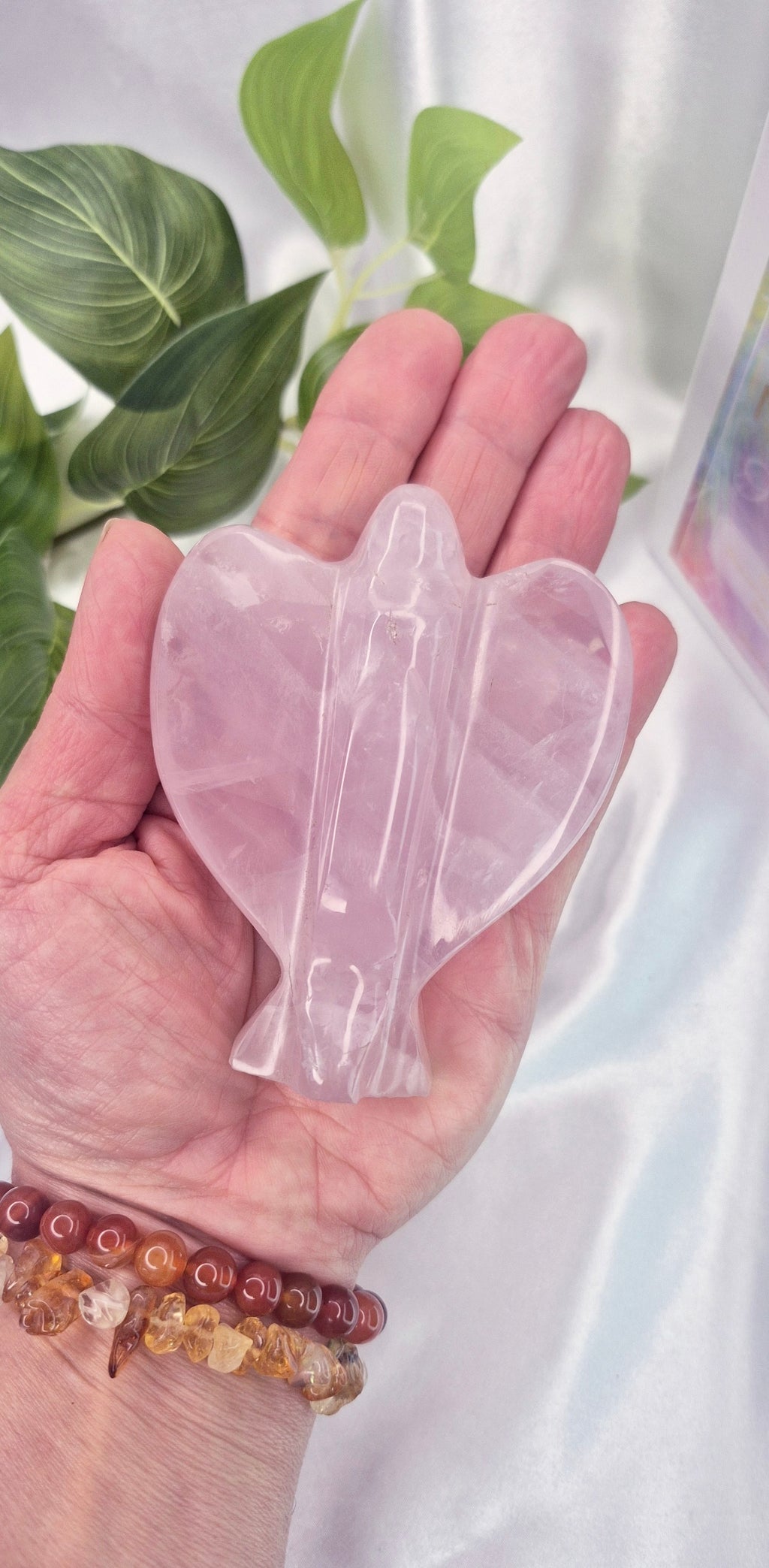 Large Rose Quartz Angel Carving