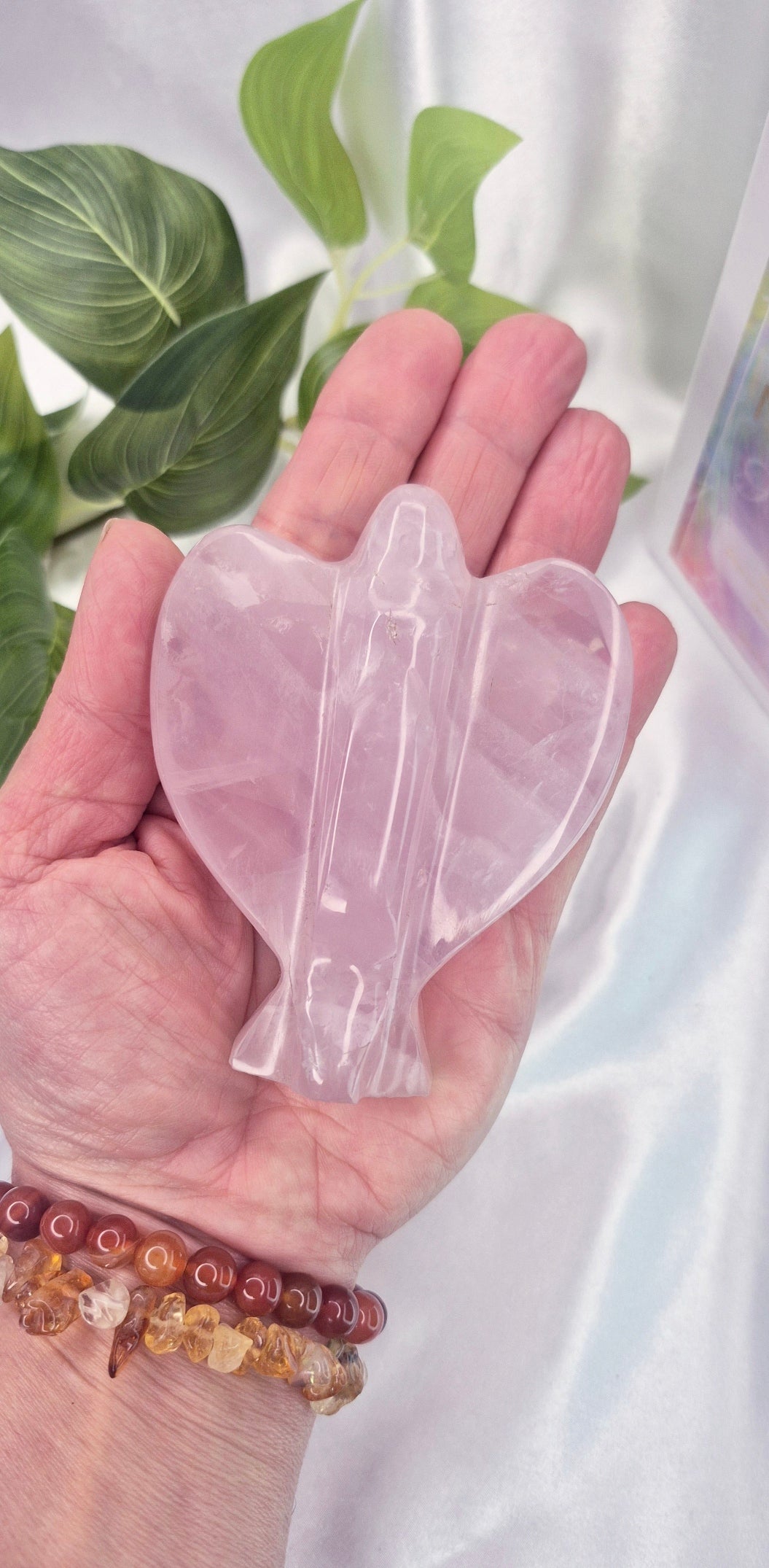 Large Rose Quartz Angel Carving