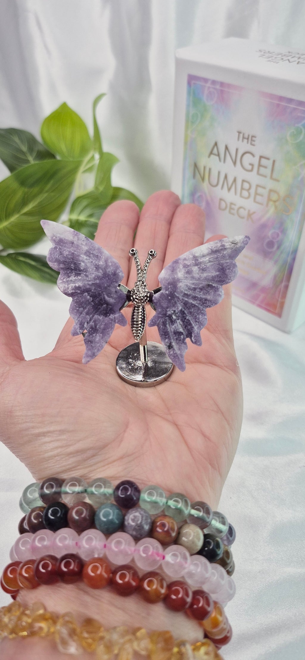 Lepedolite Mini Butterfly Carving on Stand