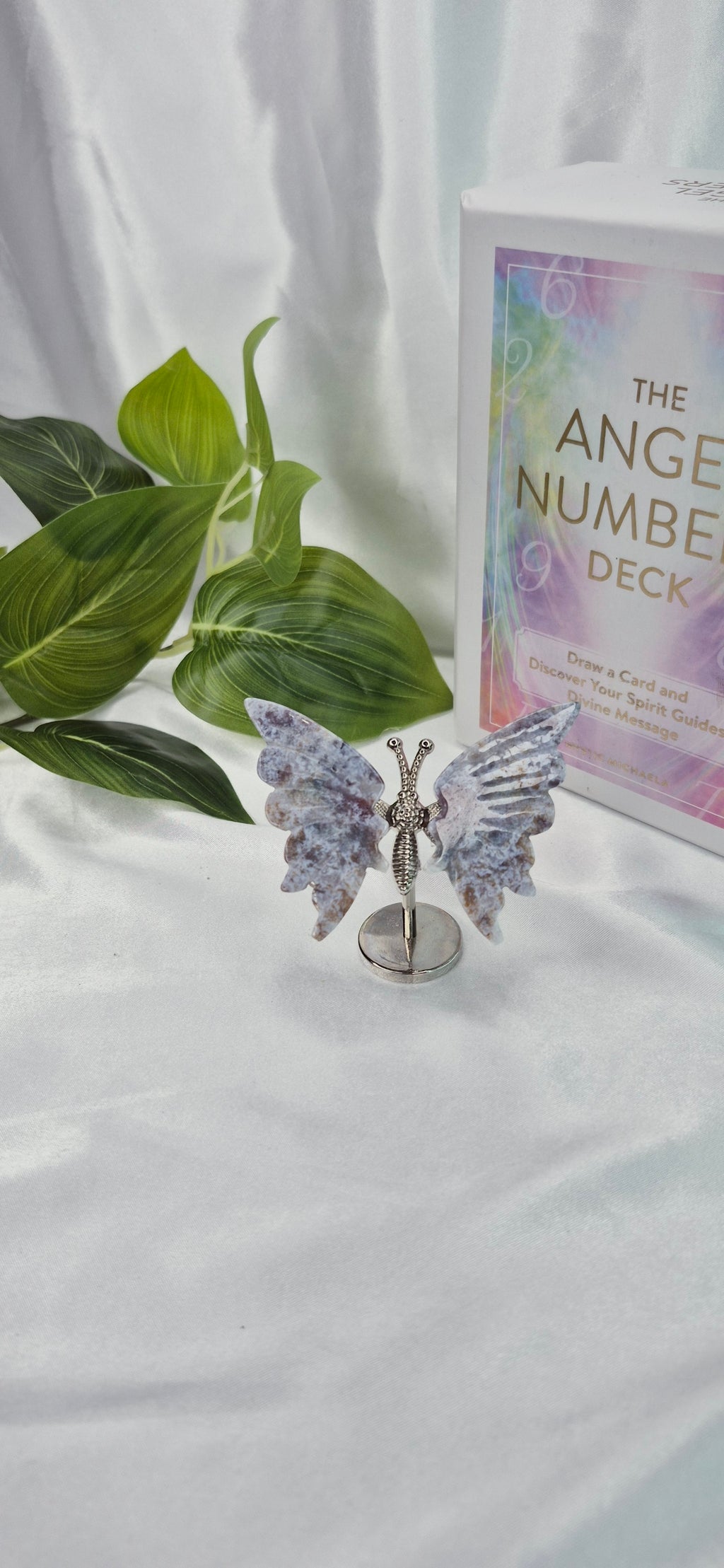 Ocean Jasper Mini Butterfly Carving on Stand