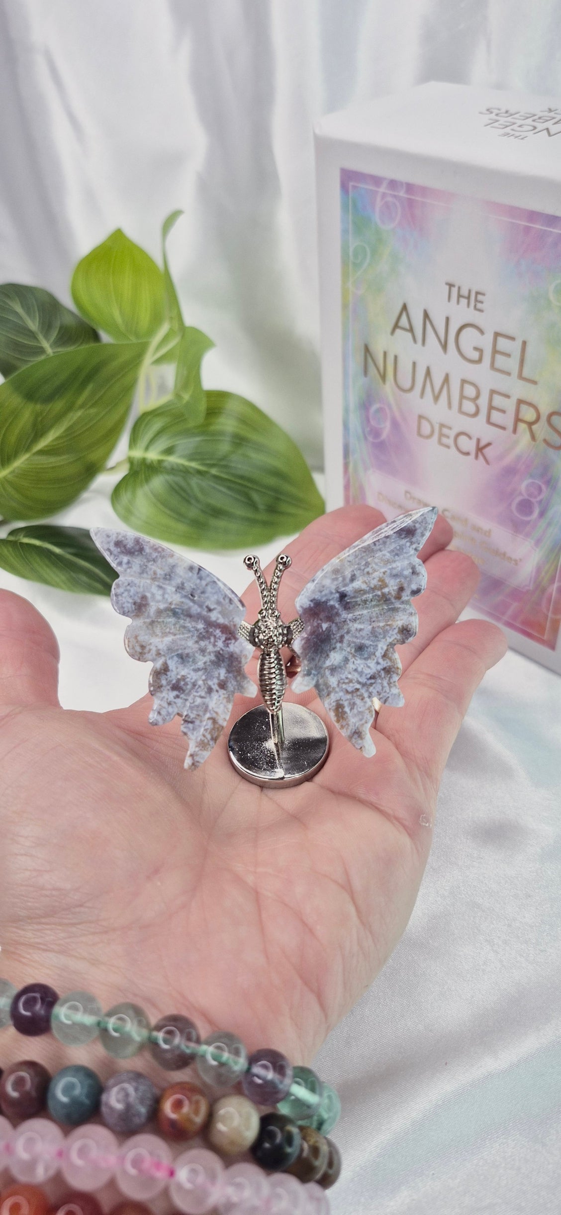 Ocean Jasper Mini Butterfly Carving on Stand