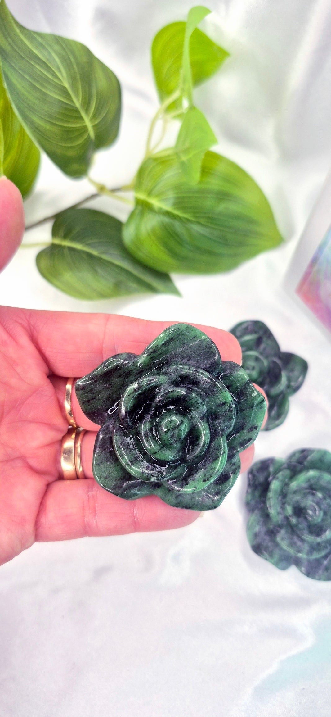 Ruby Zoisite Mini Flower Carving