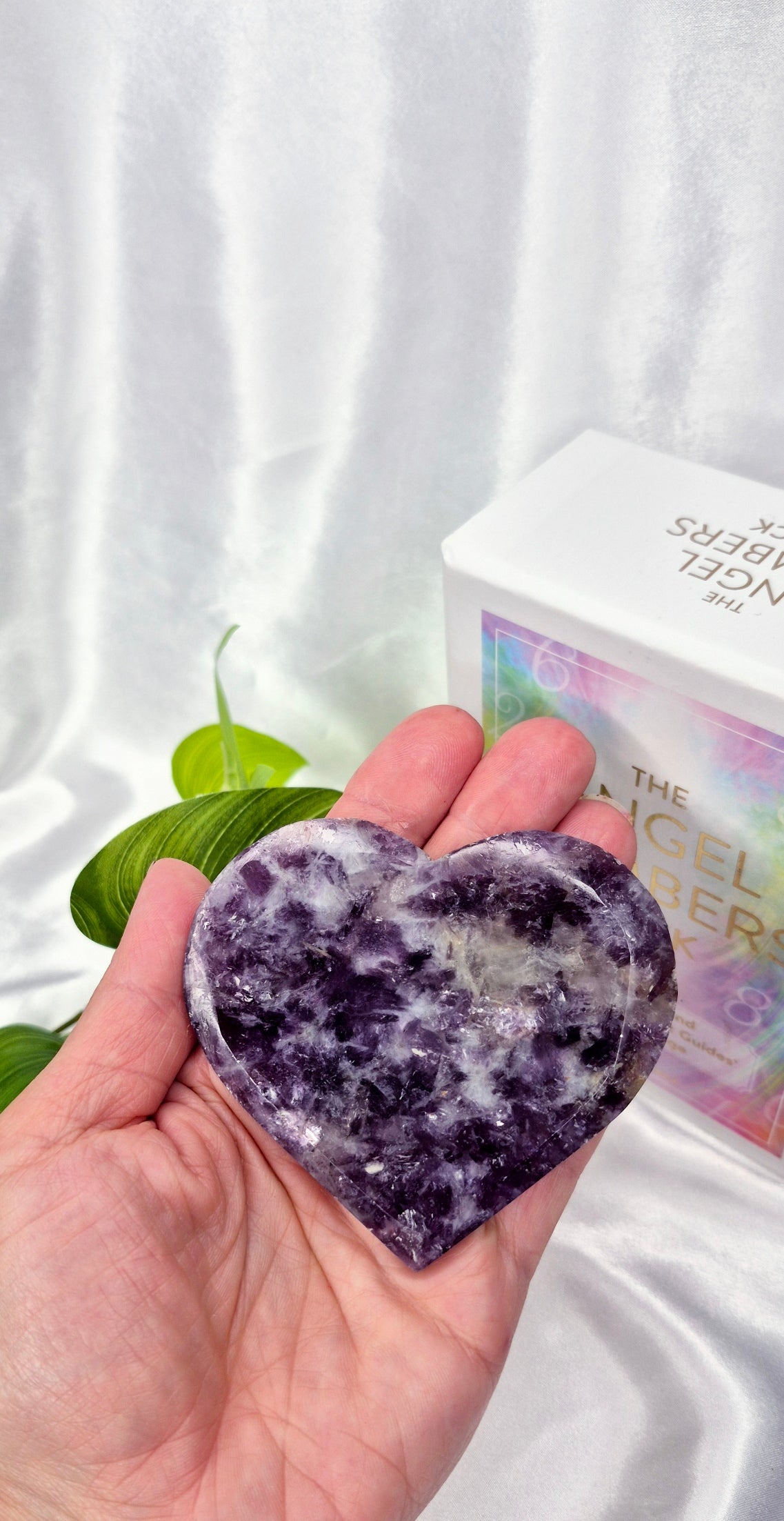 Lepidolite Heart Carving on Stand (small)
