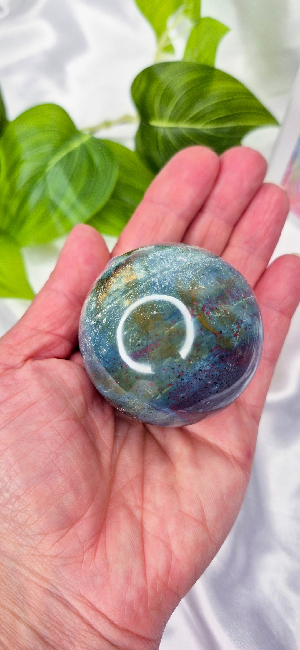 Ocean Jasper Sphere on Stand