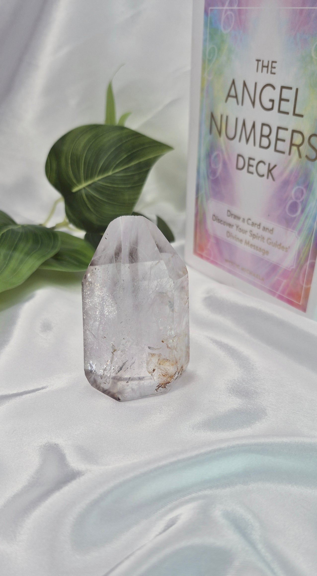 Polished Included Clear Quartz Point X Golden Healer #C