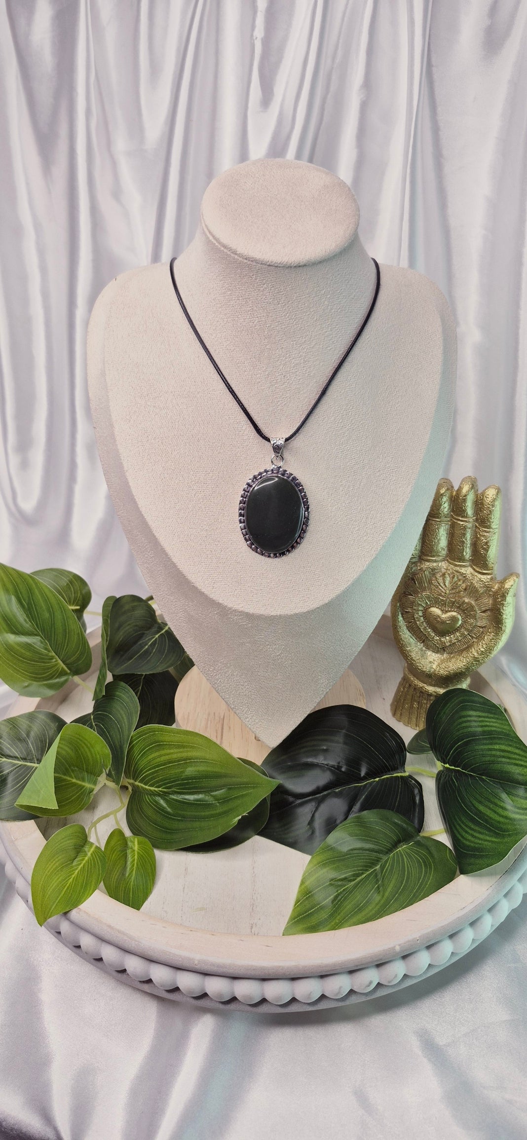 Jade Cabochon Crystal Pendant set in German Silver