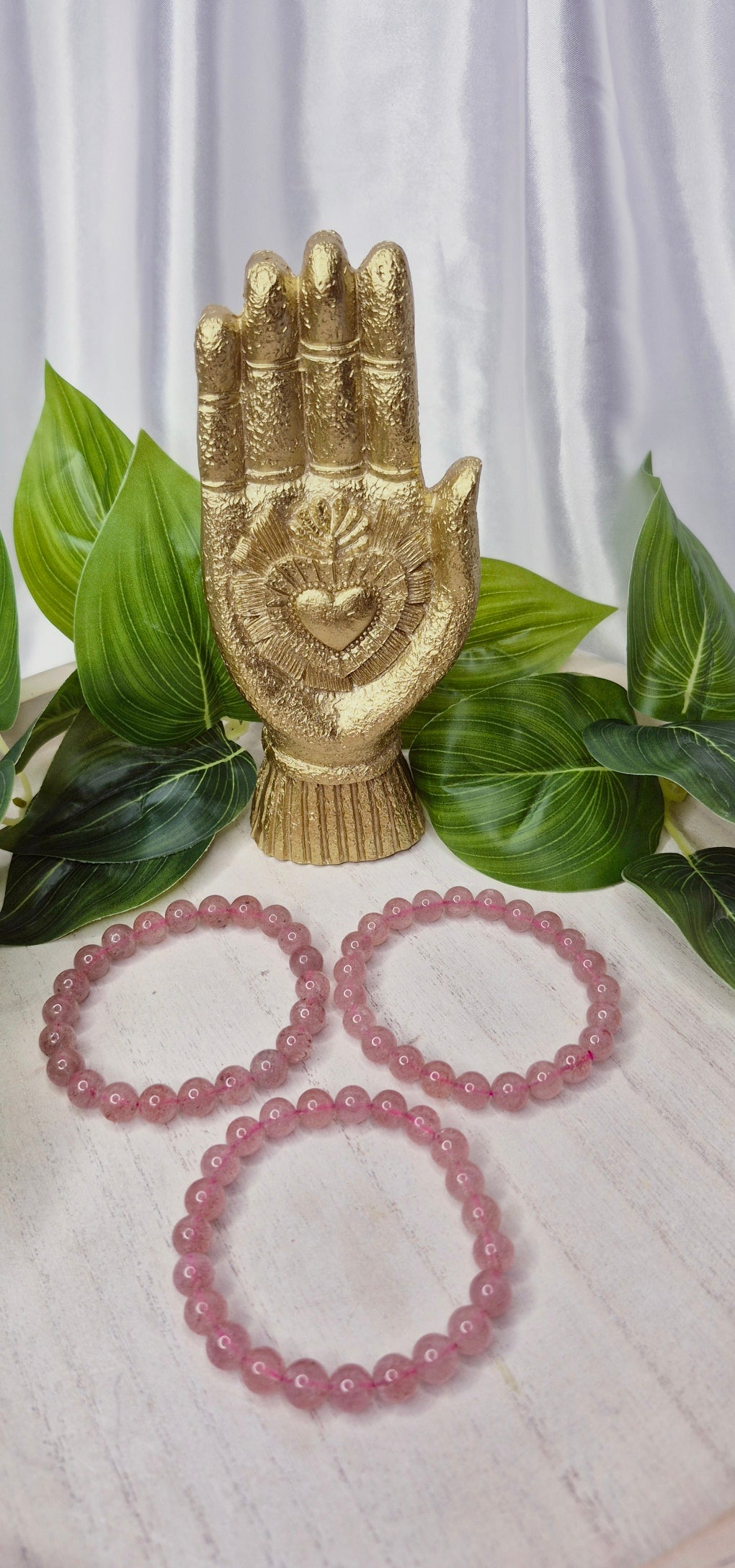 Strawberry Quartz Beaded Bracelet