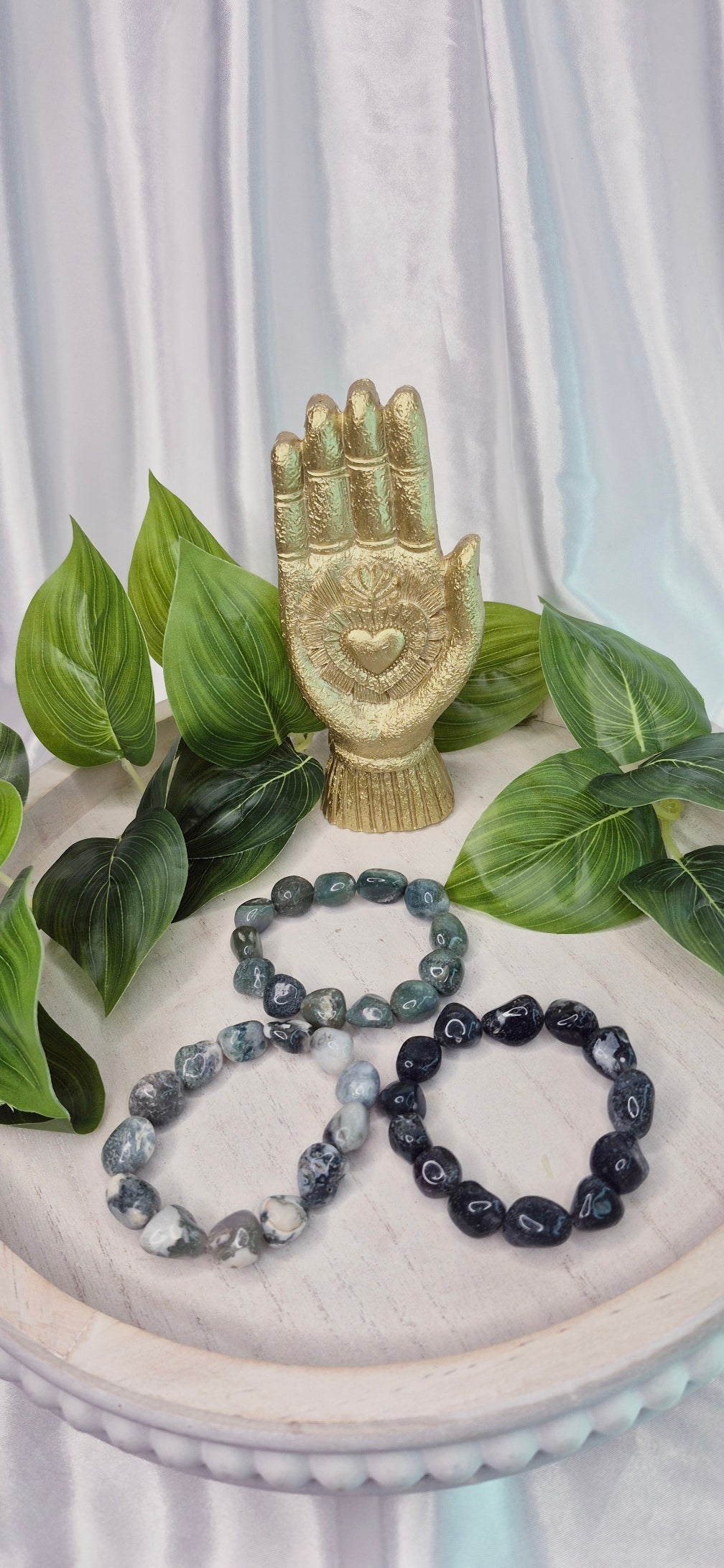 Moss Agate Tumbled Beaded Bracelet