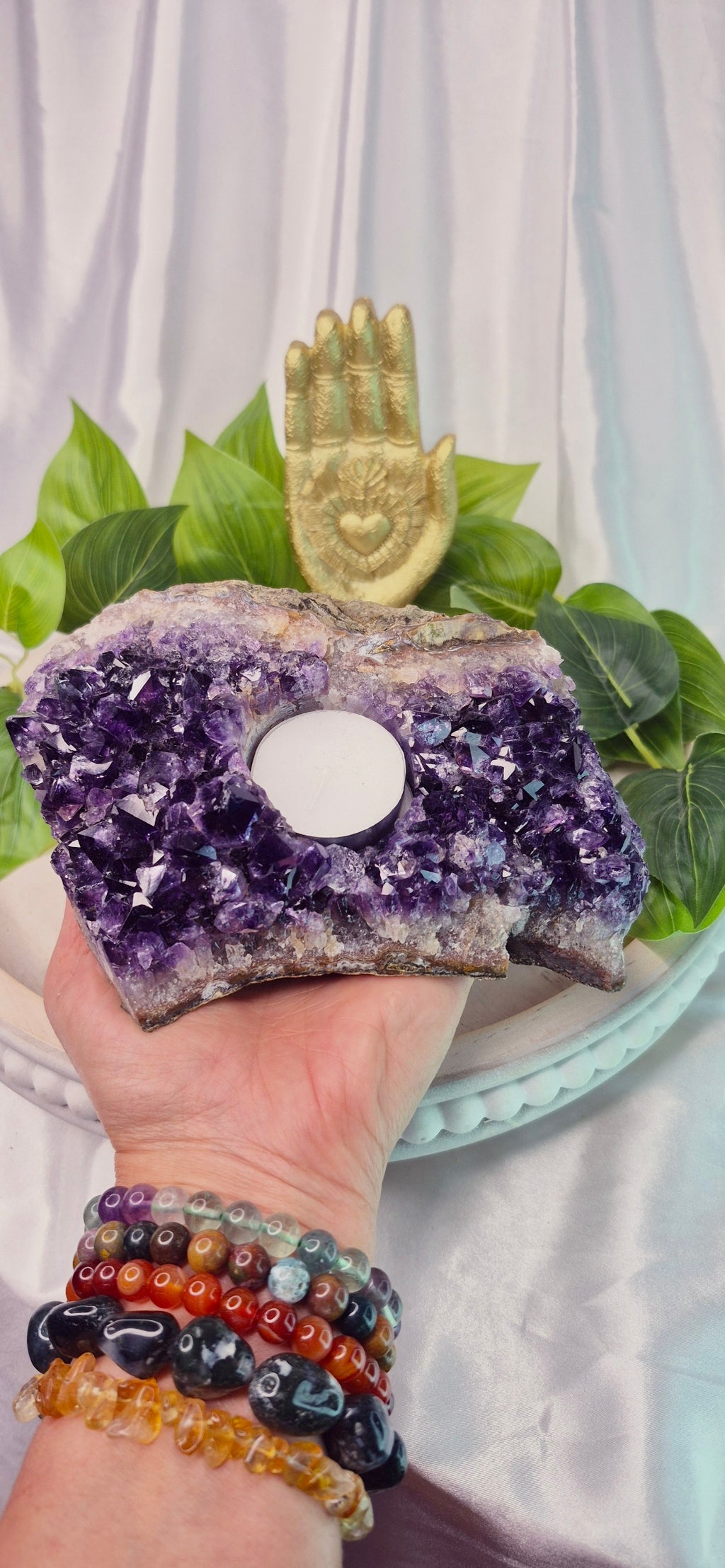 A Grade Amethyst Tealight Holder