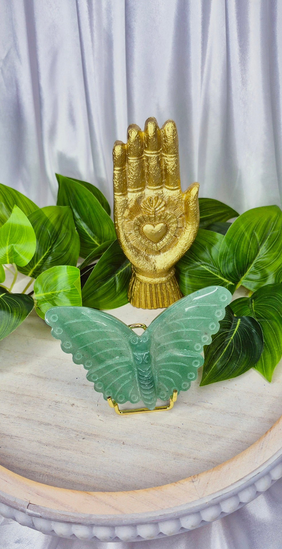 Green Aventurine Butterfly Carving on Stand