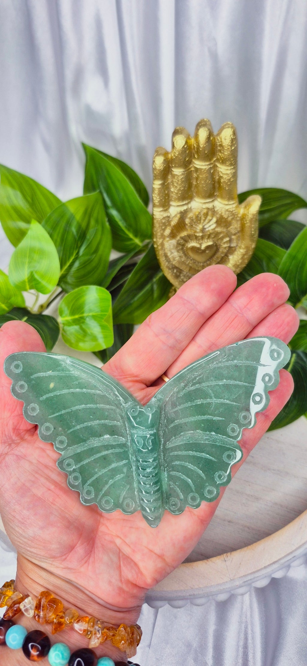 Green Aventurine Butterfly Carving on Stand