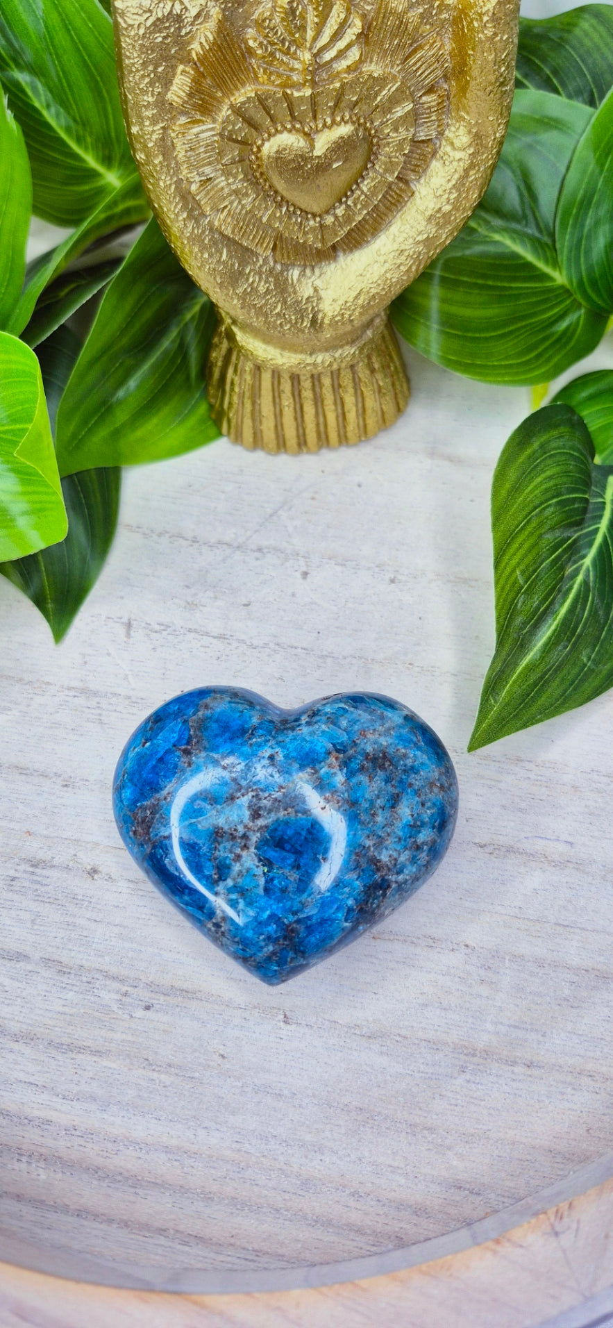 Blue Apatite Heart Carving