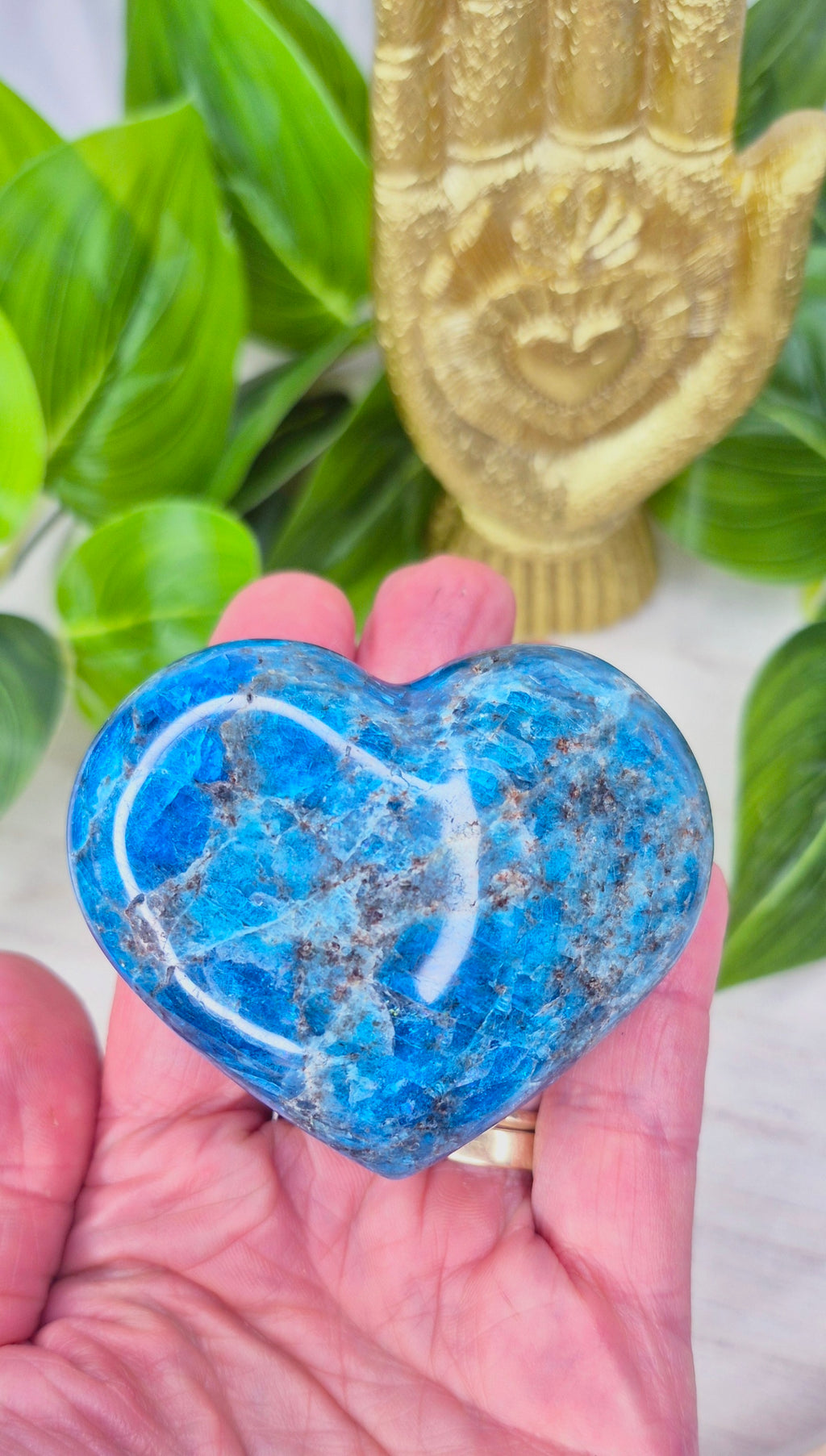 Blue Apatite Heart Carving