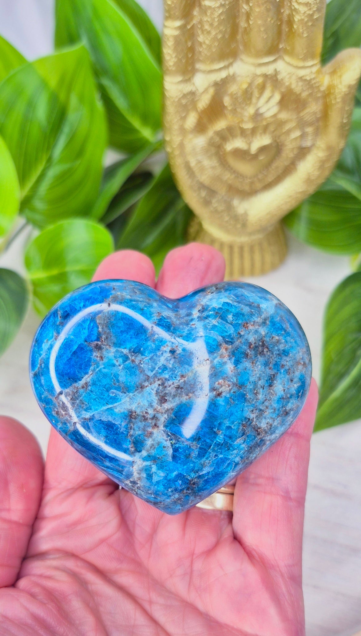 Blue Apatite Heart Carving