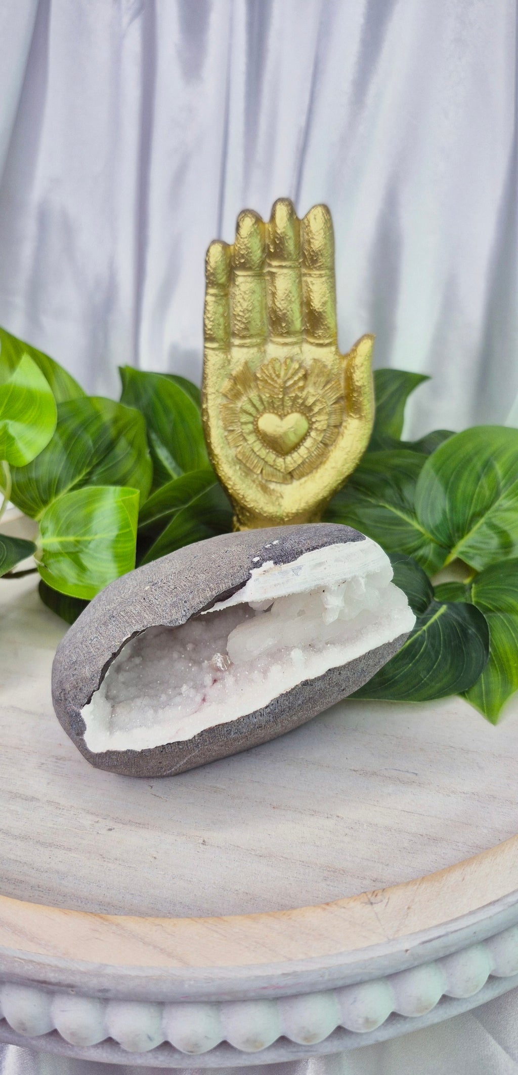 Druzy Chalcedony and Apophyllite Geode