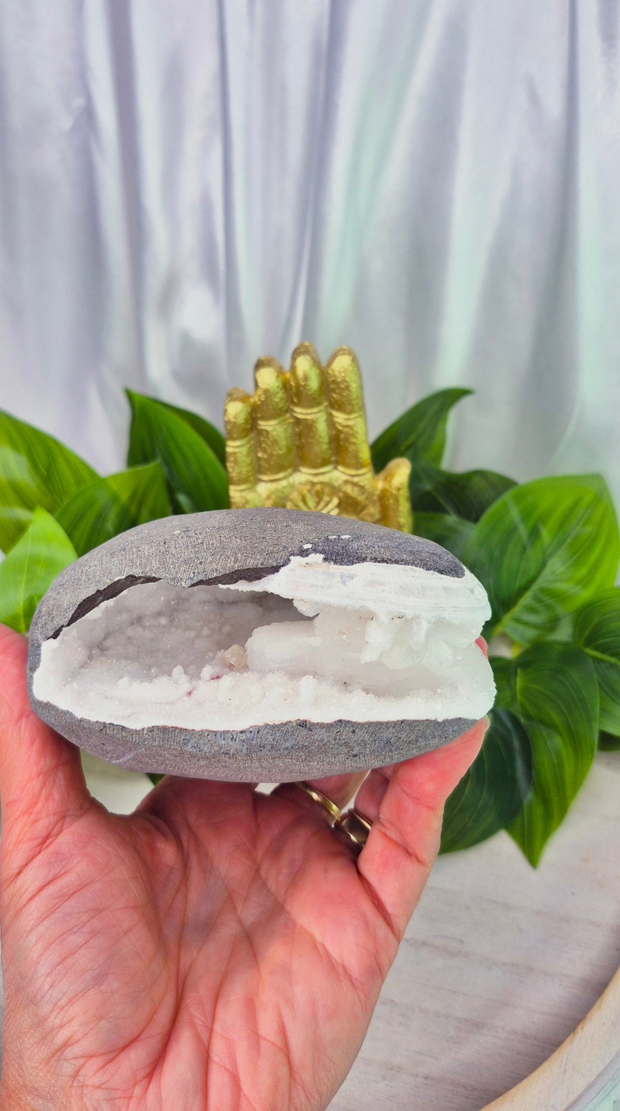 Druzy Chalcedony and Apophyllite Geode