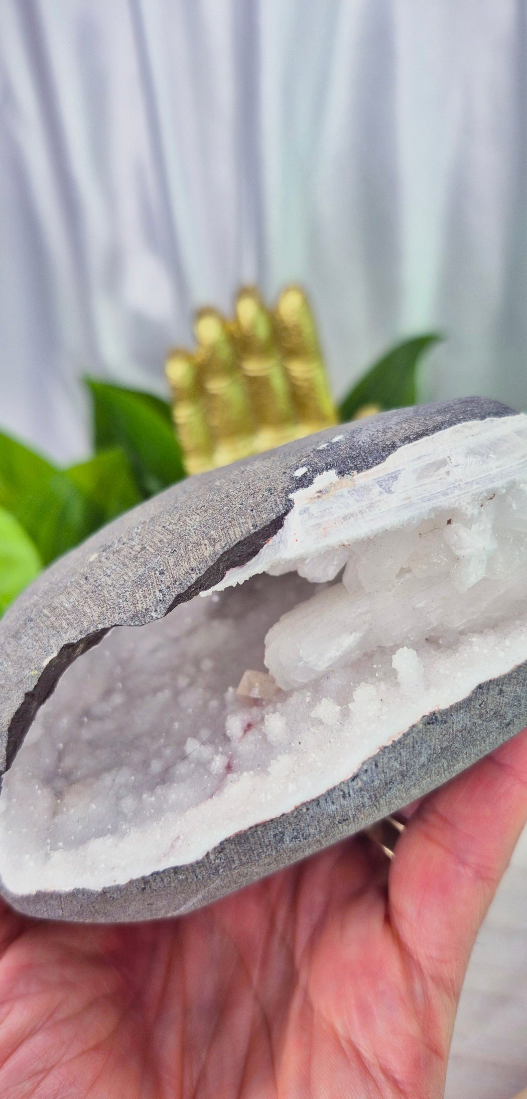 Druzy Chalcedony and Apophyllite Geode