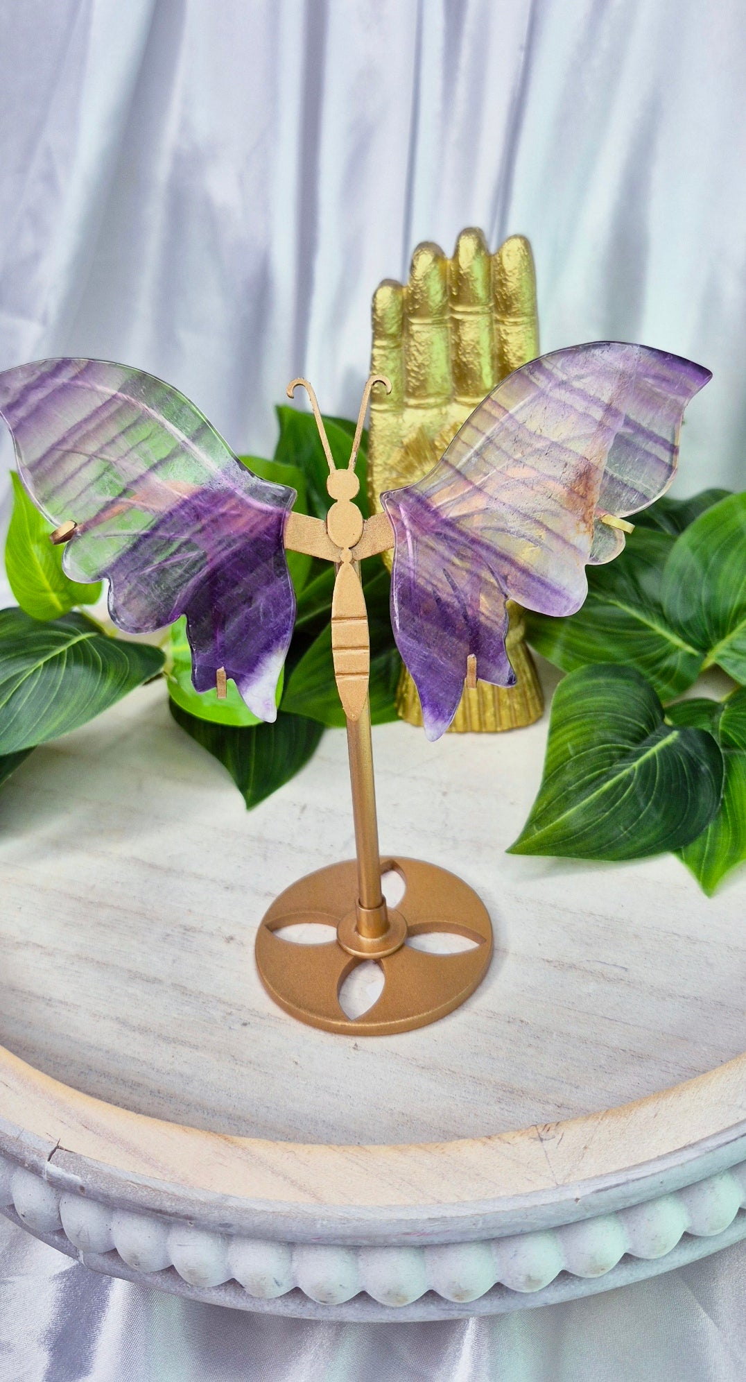 Fluorite Butterfly Carving on Stand  #B