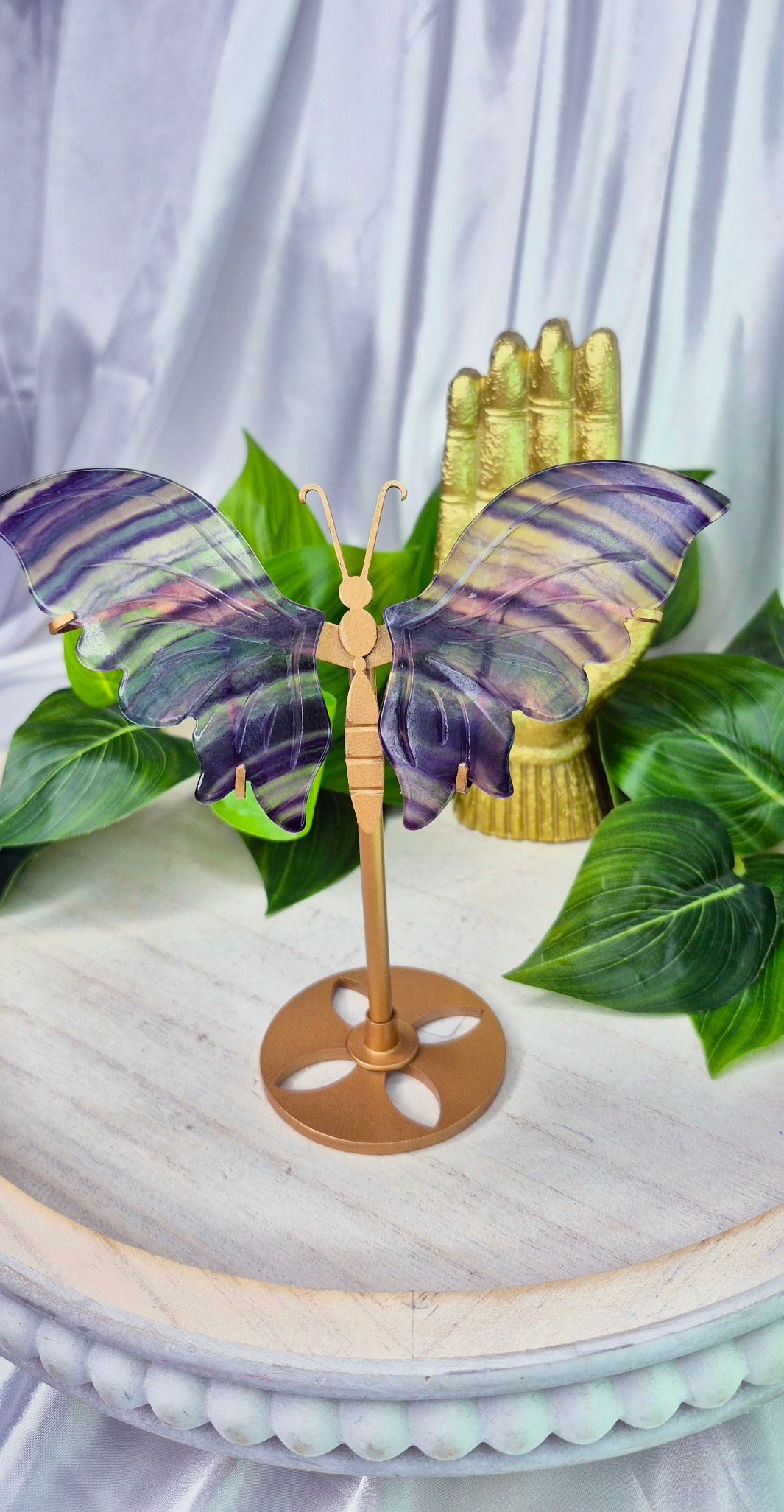 Fluorite Butterfly Caving on Stand   #A