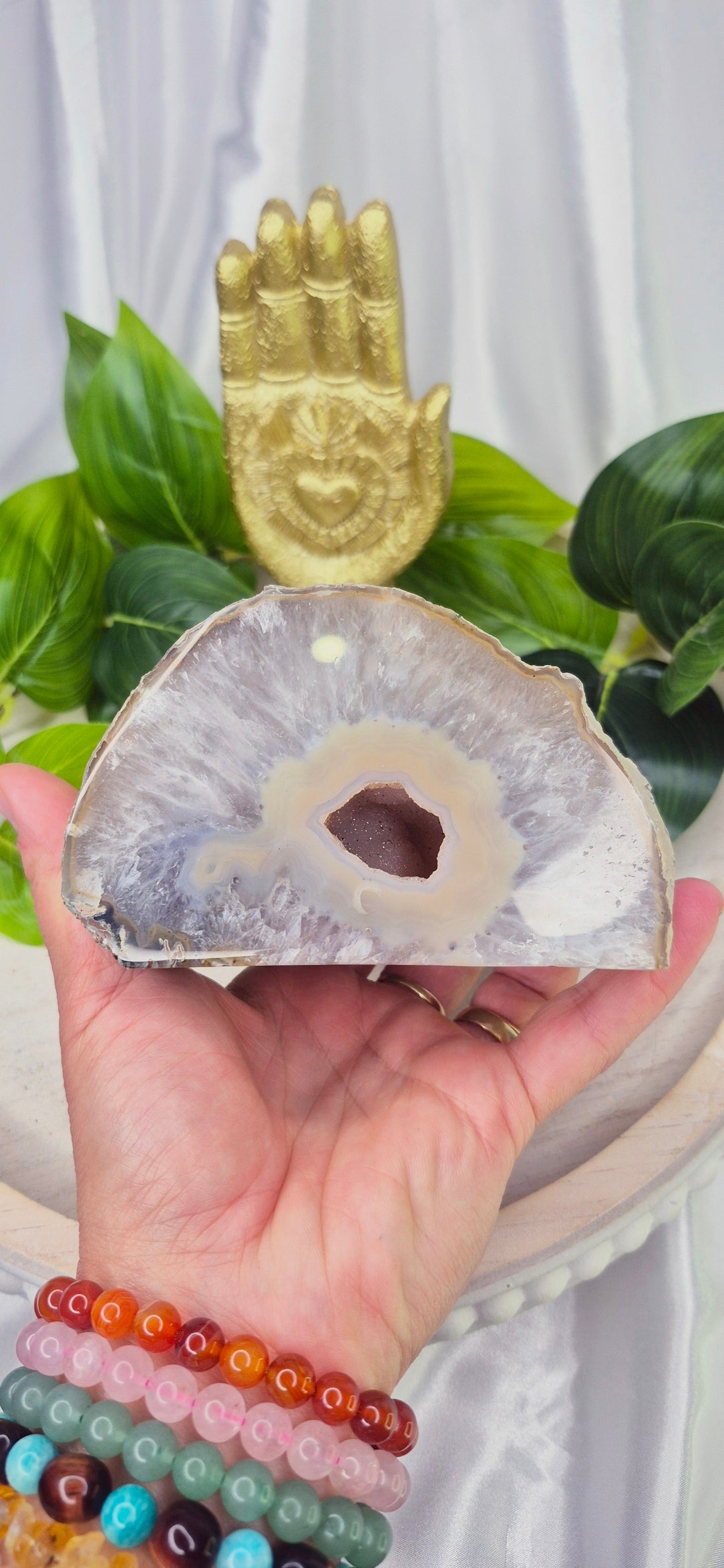 Polished Druzy Agate Geode