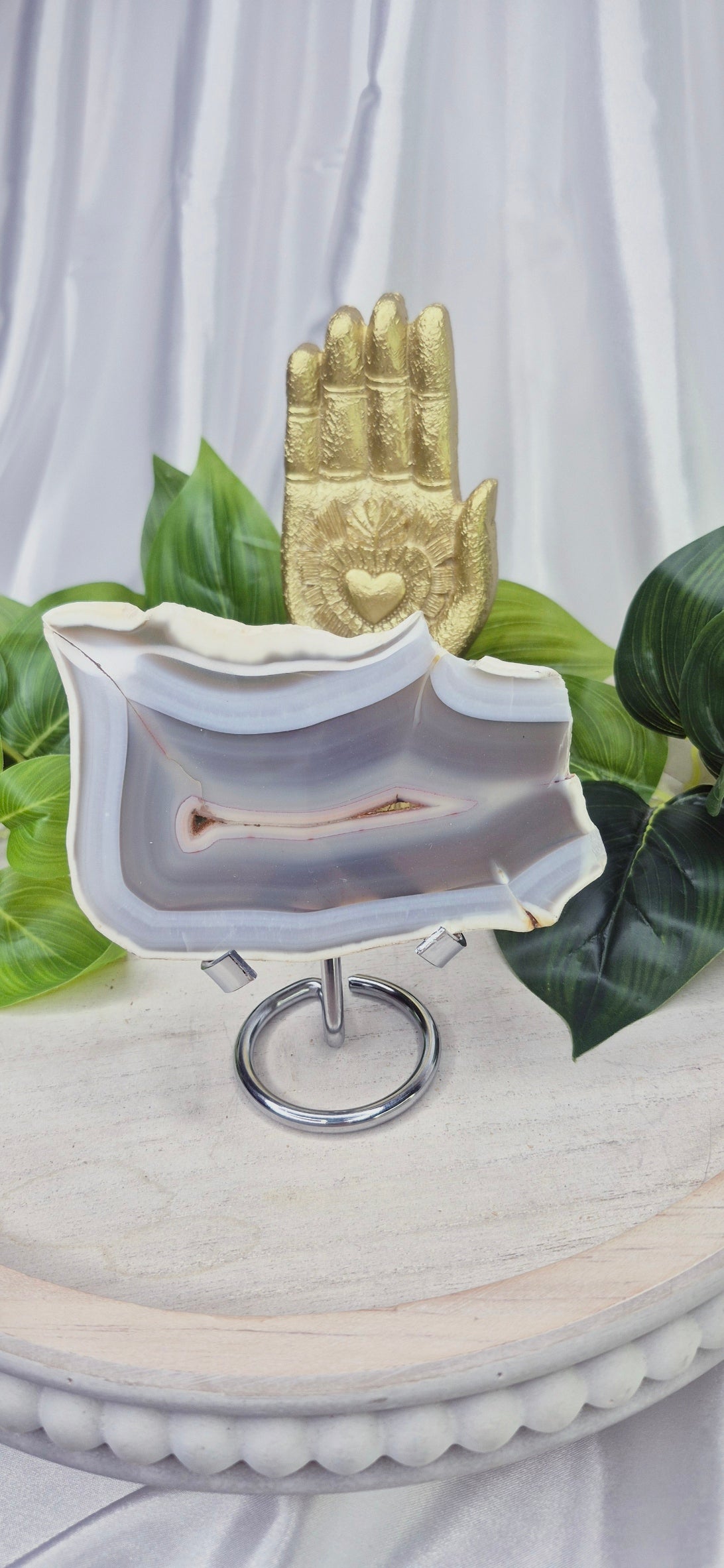 Polished Agate Slab on Stand