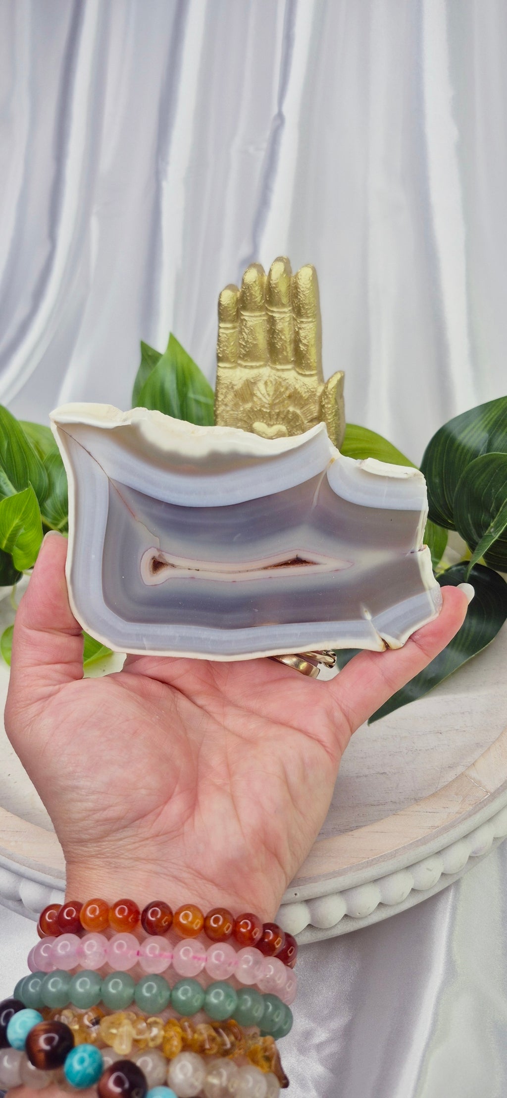 Polished Agate Slab on Stand