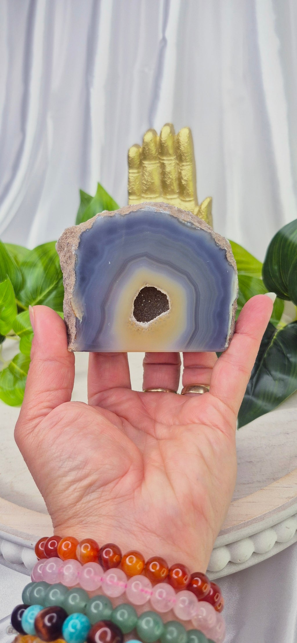 Polished Druzy Agate Geode