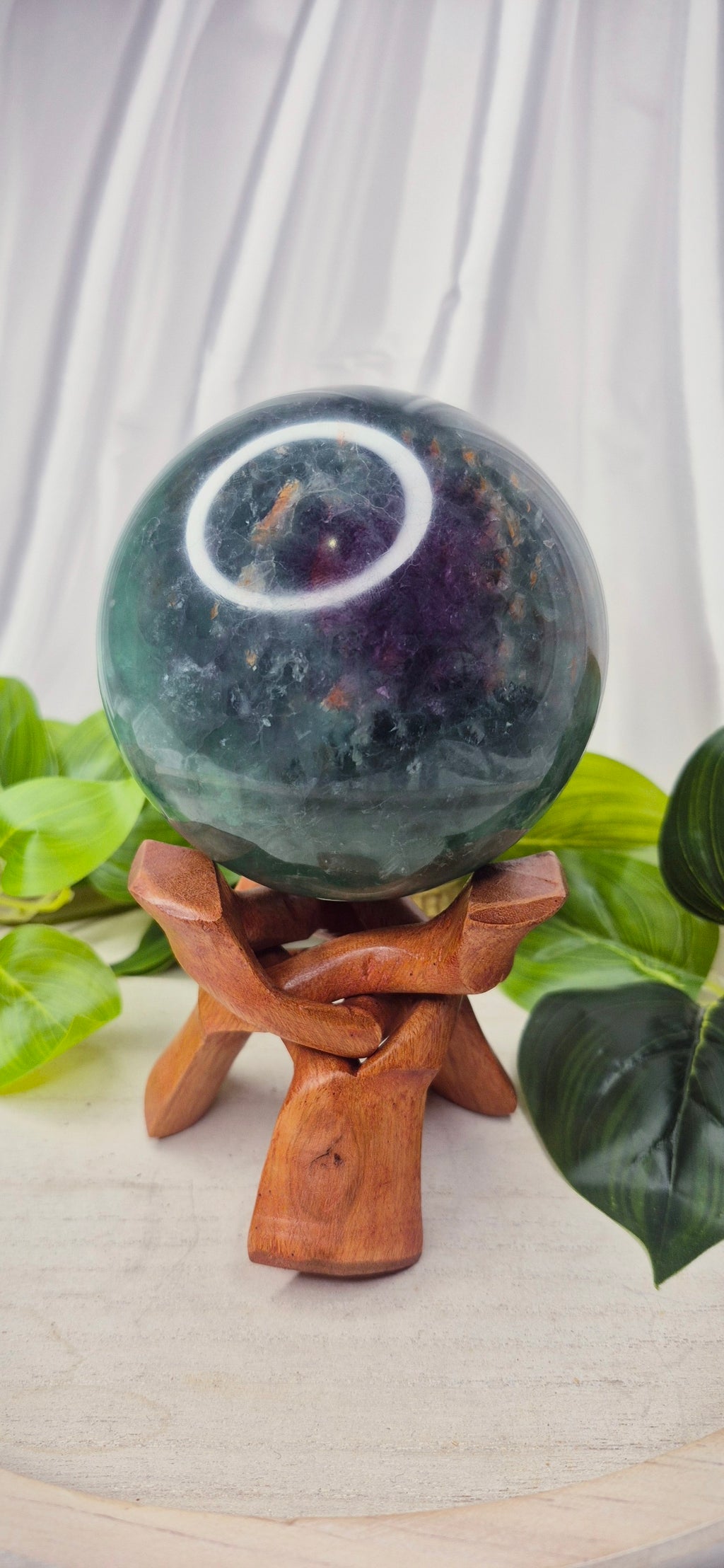 Statement Piece - Large Green Fluorite Polished Sphere on Stand
