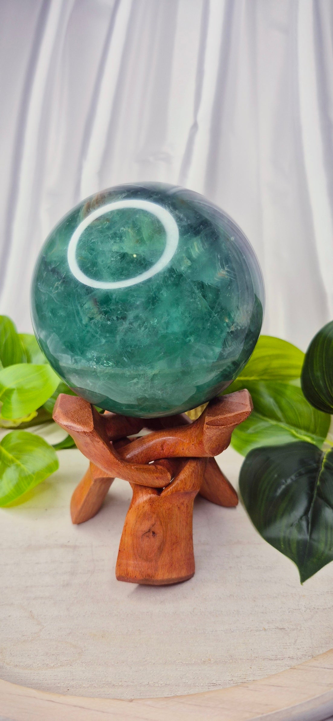 Statement Piece - Large Green Fluorite Polished Sphere on Stand