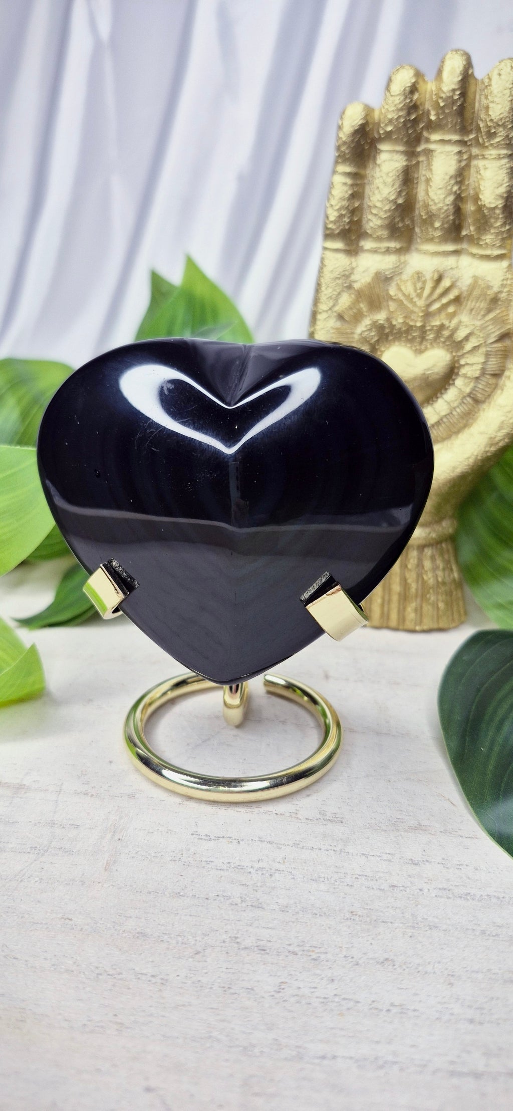 Rainbow Obsidian Heart Carving on Stand