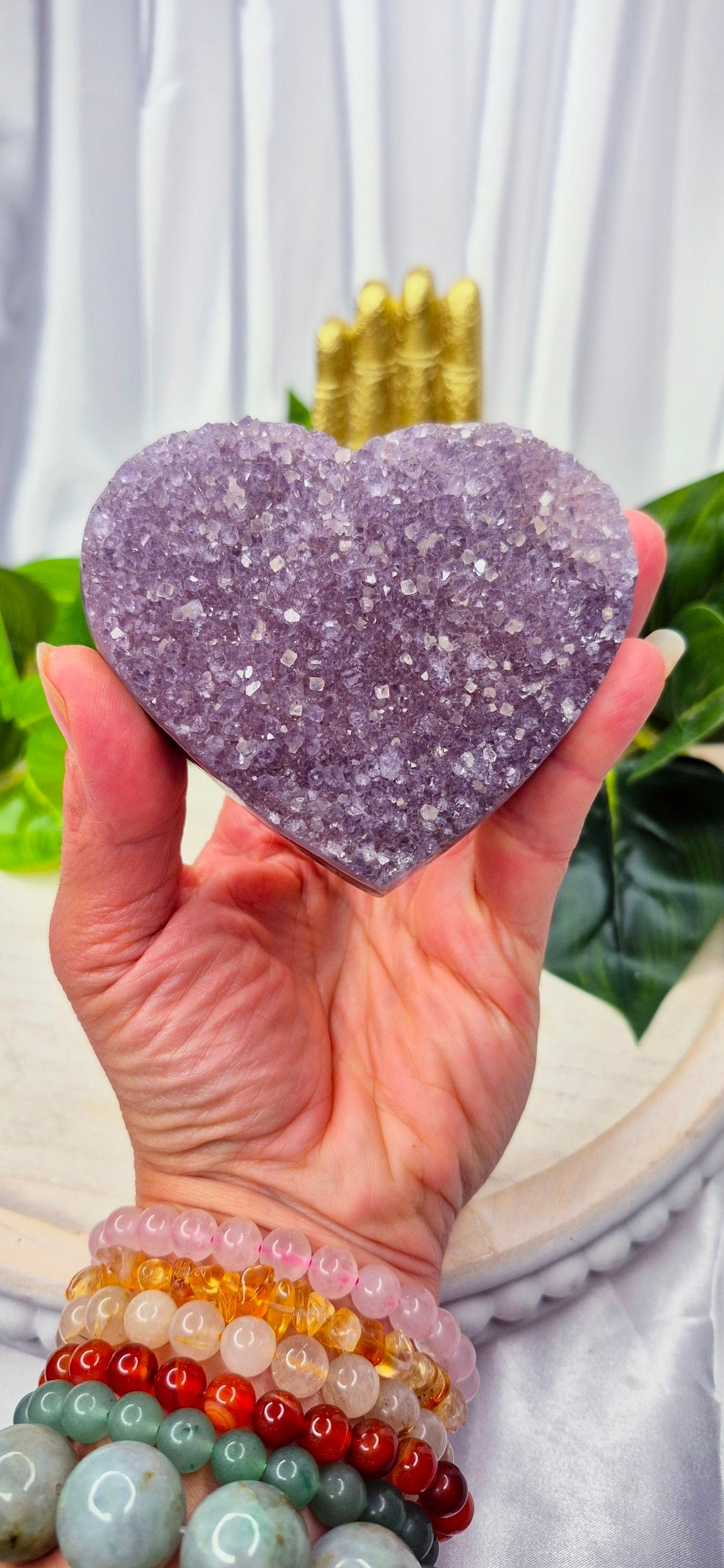 Rainbow Amethyst Heart  #A3