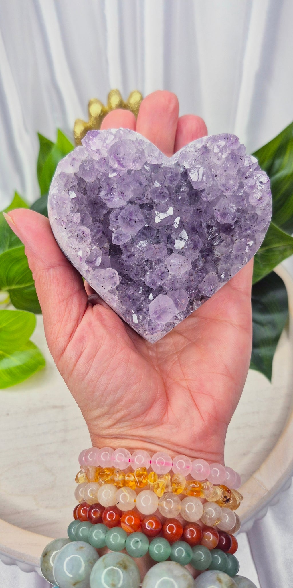 Amethyst Cluster Heart Carving
